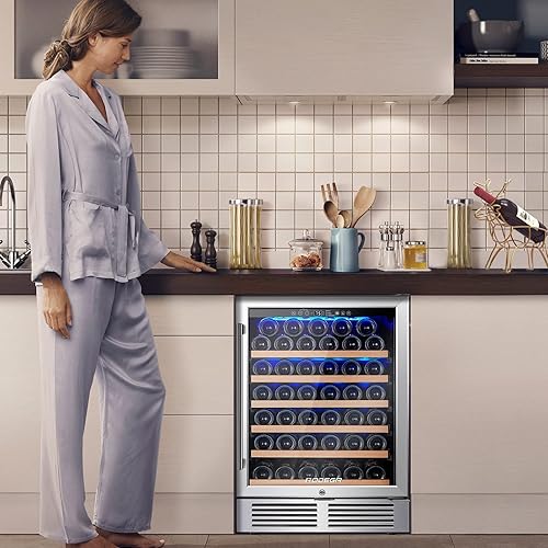 Miniatura 6 de BODEGA Enfriador de vino de 24 pulgadas refrigerador de vino de 52 botellas con compresor mejorado se adapta a botellas de champán mantiene la