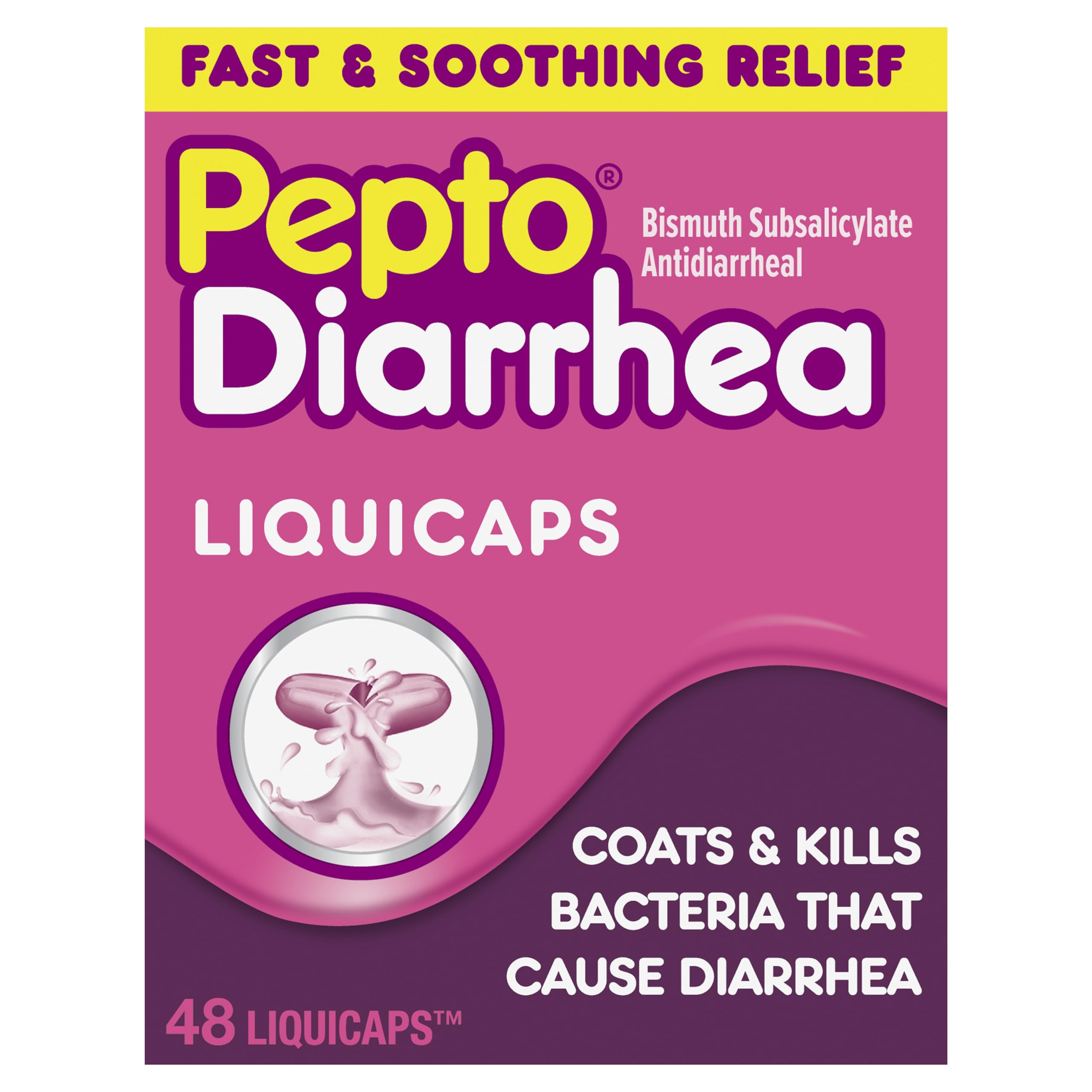 Buy Pepto Bismol Diarrhea LiquiCaps, Anti Diarrhea Medicine for Fast
