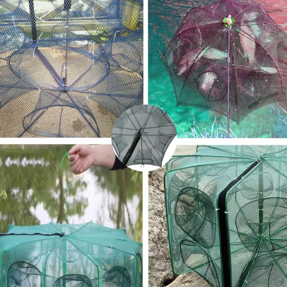 Red de Pesca Plegable de 6 Agujeros para Peces, Gambas y Cangrejos