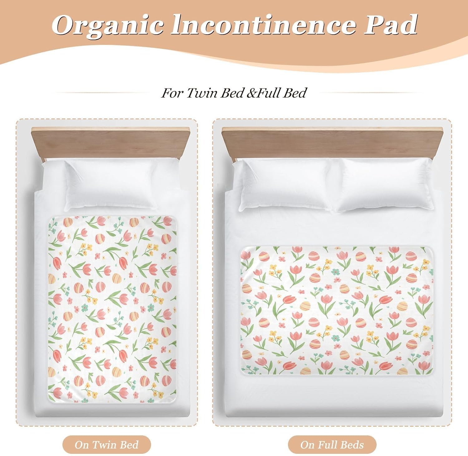 CEBUGI 34” x 52”Washable Underpads Heavy Absorbency Waterproof Incontinence Bed Pads Eggs Flowers Pee Pads for Adults Kids and Baby