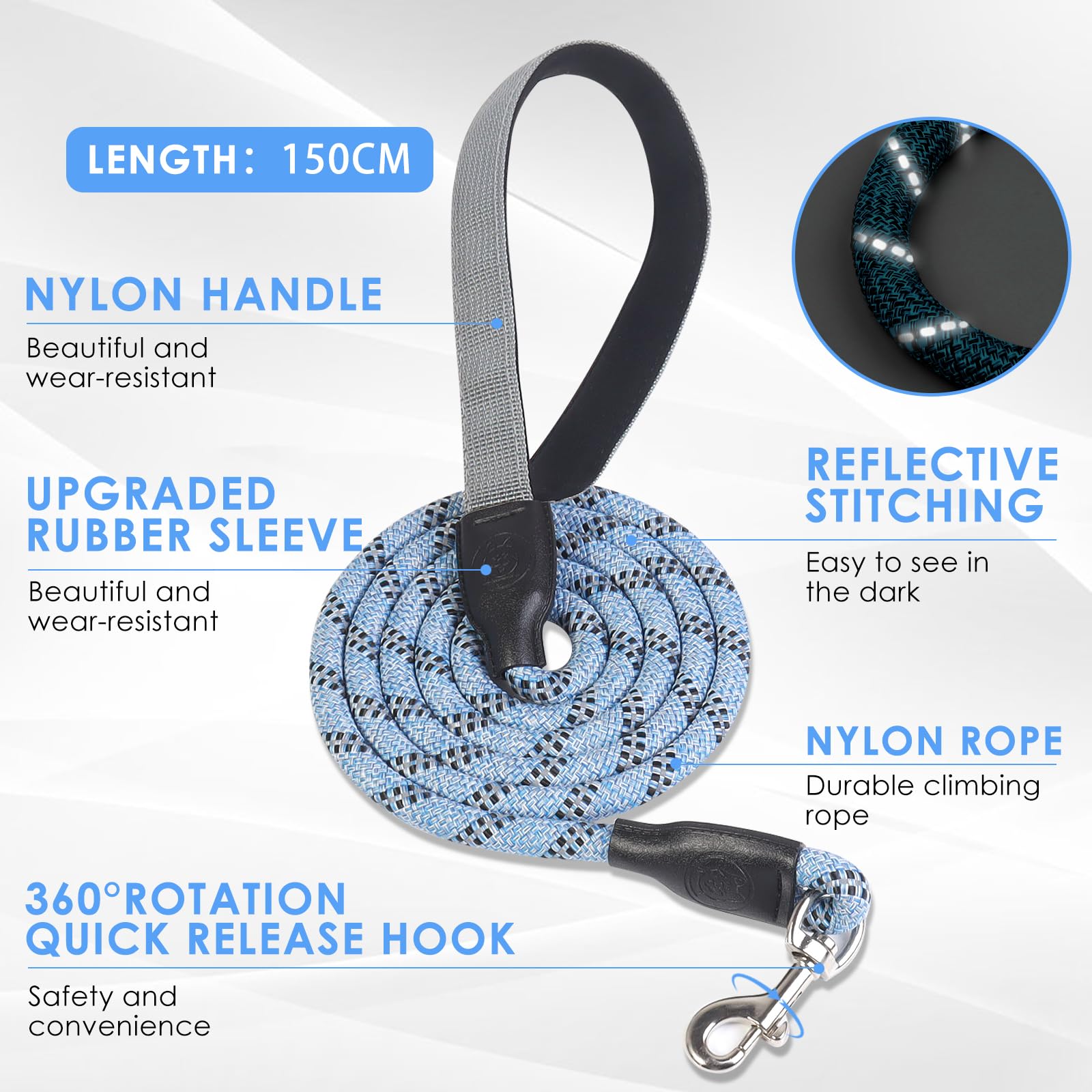 Dog Harness and Leash Set, No Pull Saddle Style Pet Harness, Breathable Mesh Adjustable Reflective Dog Vest for Dogs and Cat Medium Small Harness 2 D-Rings (Blue, L) - image 3