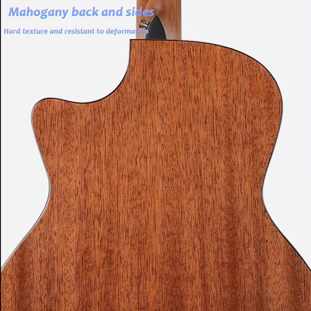 Set chitarra acustica con custodia, accordatore, tracolla, corde, plettri, capotasto per design a spalla mancante