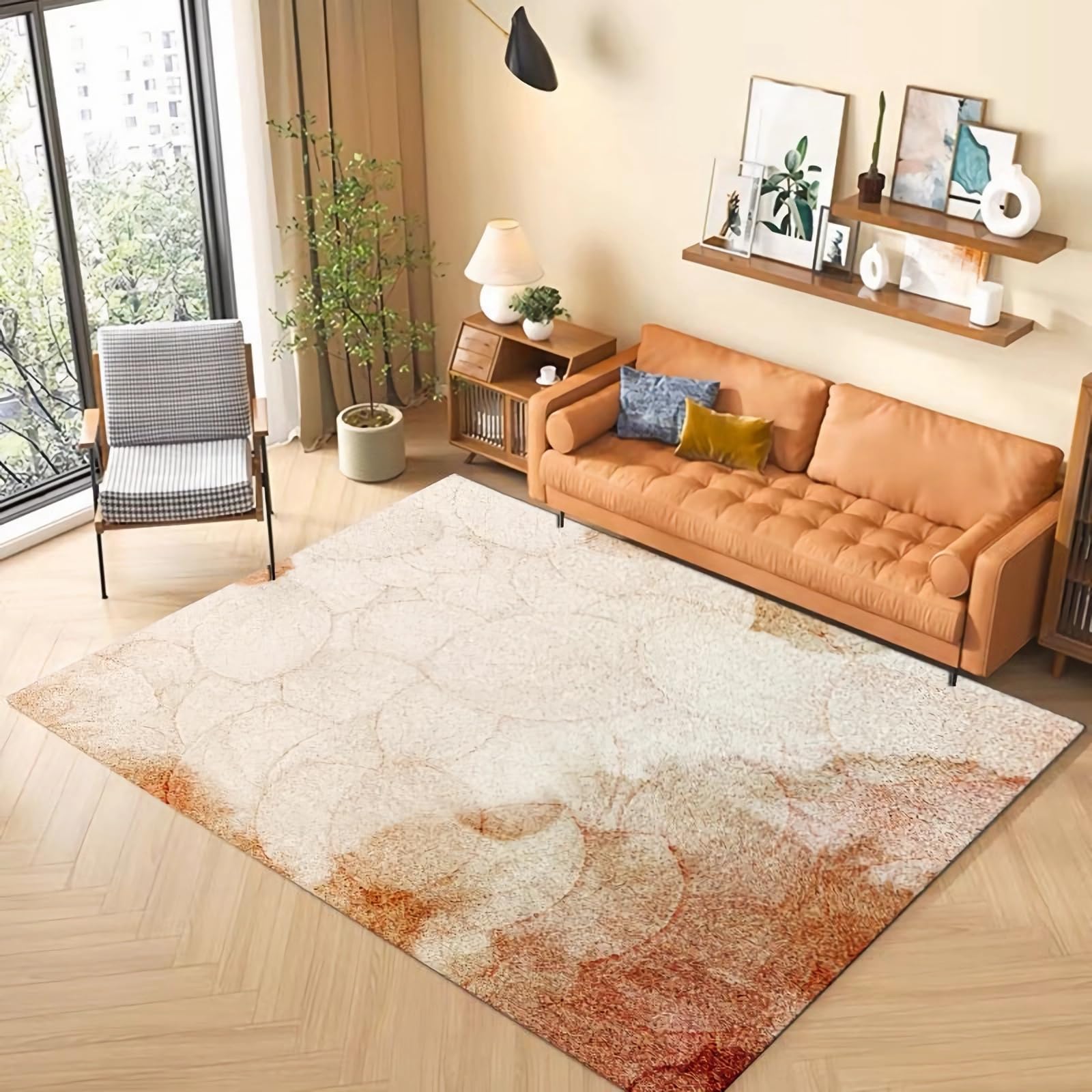 Tapis de cuisine antidérapant design encre rouge et crème 60x160cm
