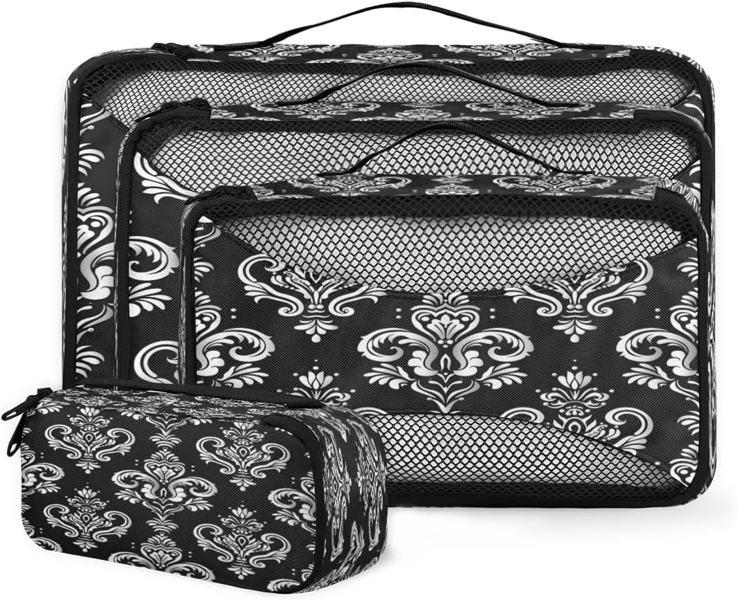 Floral Tribal Pattern 4 Set Packing Cubes Packing Cubes for Women Lightweight Travel Essential Bag Clothes Carry on Suitcase Bags for Accessories Essentials