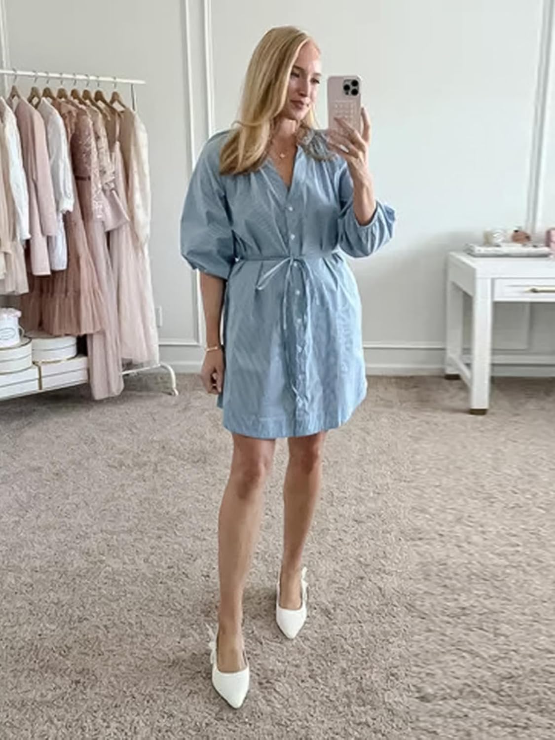 Coutgo Womens Slingback Kitten Heels Closed Pointed Toe Bowknot Knitted Slip On Work Pumps Dress Shoes - Image 3