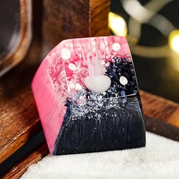 Jellyfish Black and Pink Ocean Artisan Keycap, Custom Handmade Resin Key Cap for Cherry MX Mechanical Keyboard, Gift for Mechanical Keyboard Lovers