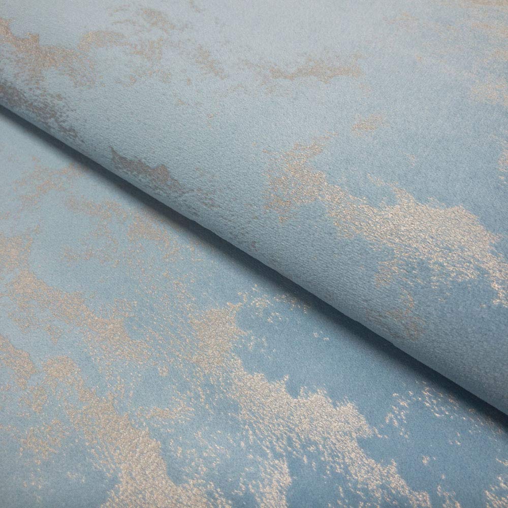 Upholstery Fabric - Avalon Mid Blue & Silver - Marble Velvet Curtain Cushion Fabric Material