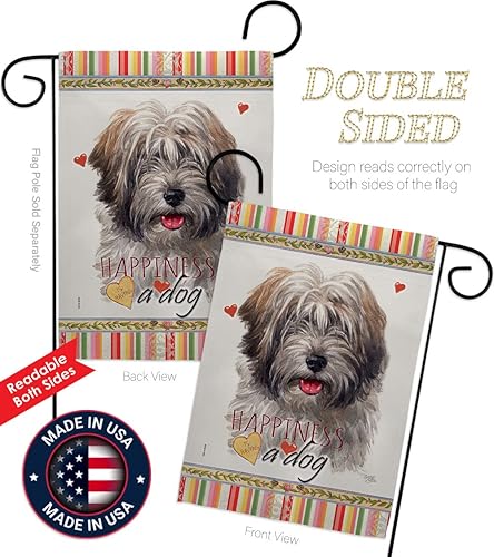 Miniatura 3 de Breeze Decor - Juego de bandera tibetana para jardín, diseño de terrier y felicidad, diseño de perro y perrito con pata canina, piel canina,
