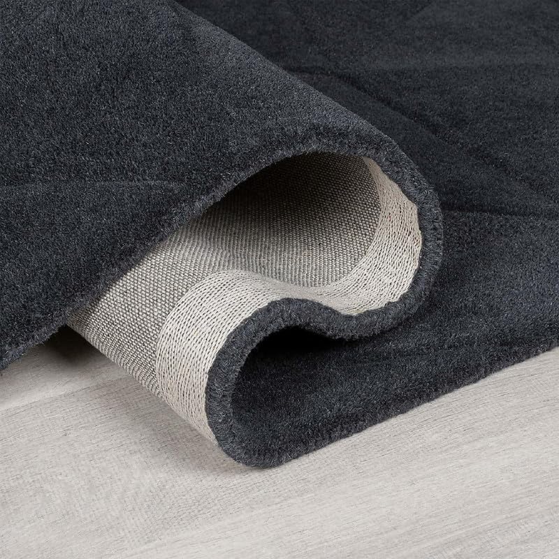 Image of Hand Tufted Modern Design Exported Collection High Low Pattern Wool Carpet for Living Room, Bedroom & Hall (Charcoal B, 8 x 11 Feet)