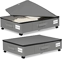 Vista 13 de Under Bed Storage with Wheels, Rolling Under Bed Storage Containers with Label Holders for Clothes, Shoes and Blankets, Underbed Storage Organizer