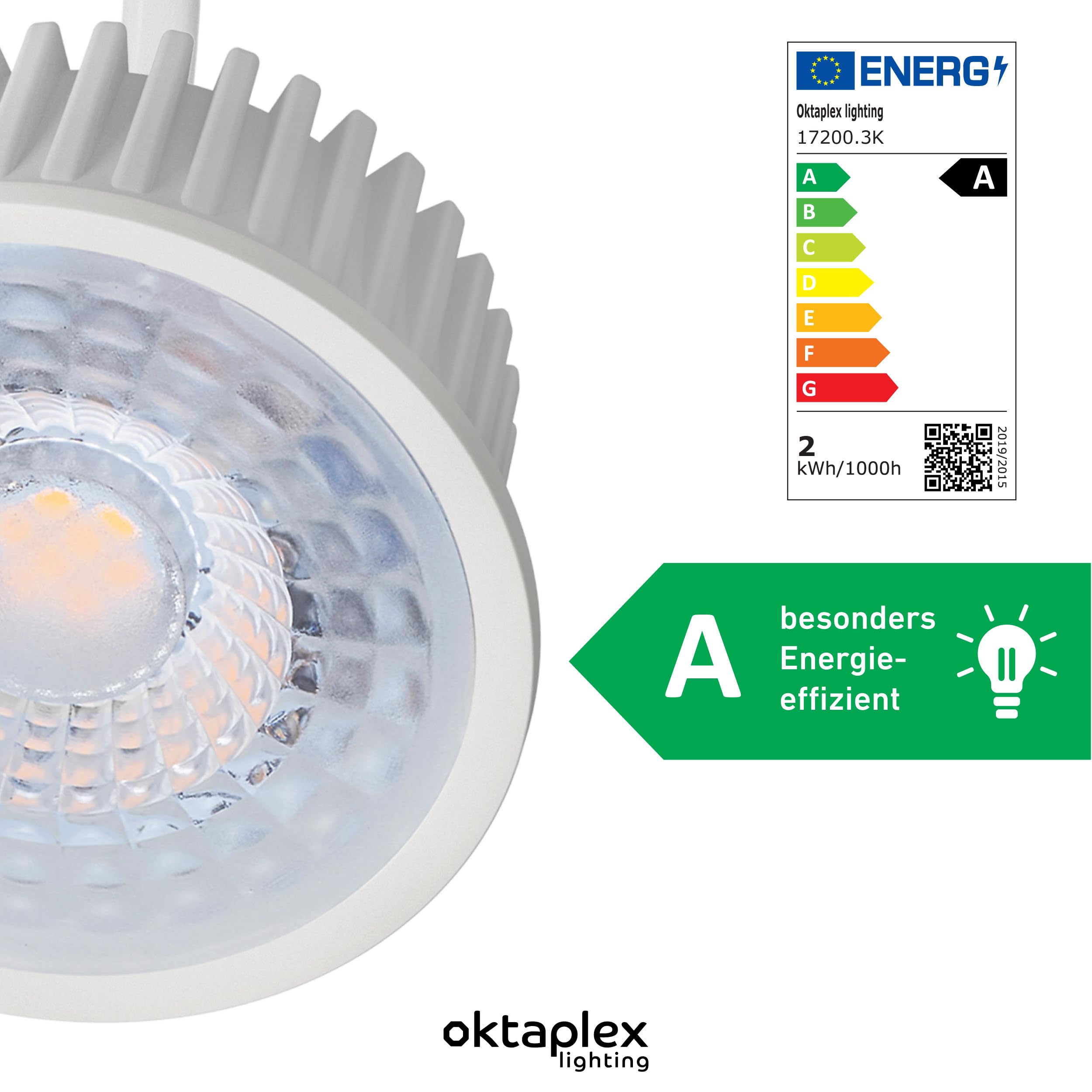Oktaplex 9er Set Nizza LED Modul 230V superflach GU10 Ersatz Leuchtmittel | 23mm Einbautiefe, 1,9W, 3000K Warmweiss 345lm Deckenspots