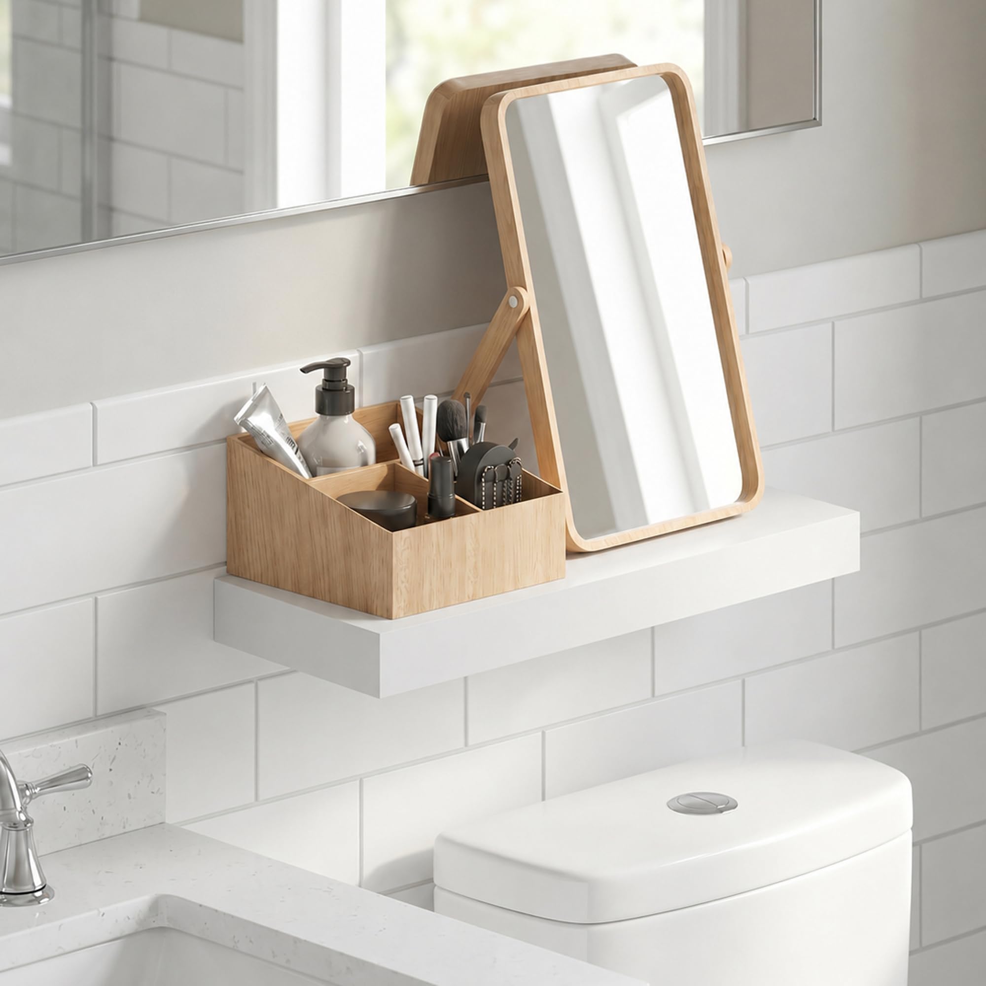Furinno White / 11.8 x 23.6 / Modern Bathroom Shelves