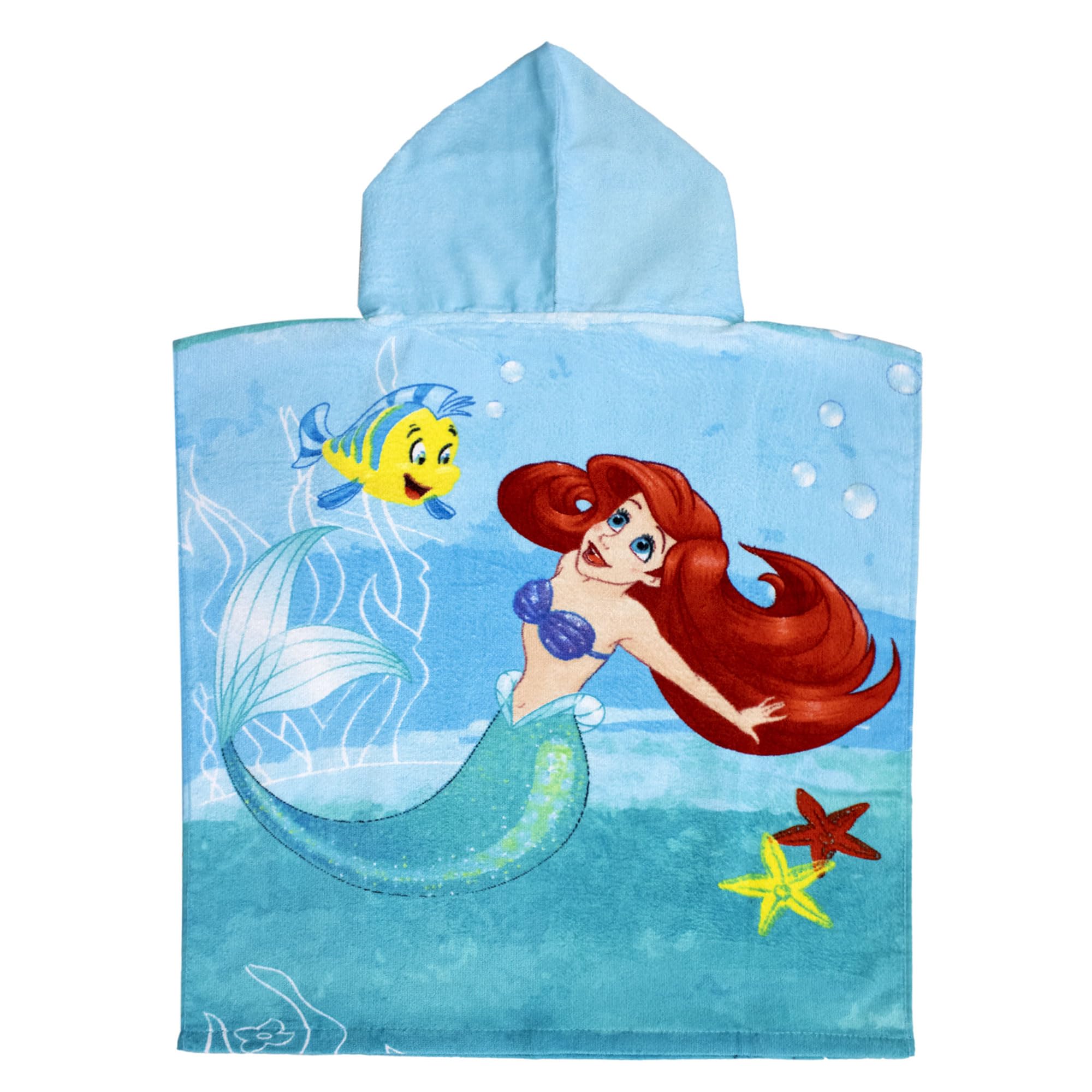 Jerry Fabrics Poncho mare La Sirenetta Ariel in cotone per bambina 50x115cm asciugamano 6801