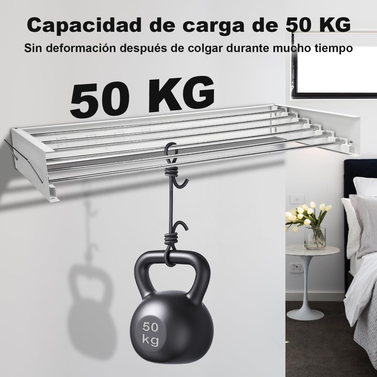 Stendino da Parete - stendino pieghevole da parete 80cm - stendino a muro con capacità di carico 50kg - ideale per interni ed esterni - stendibiancheria pieghevole