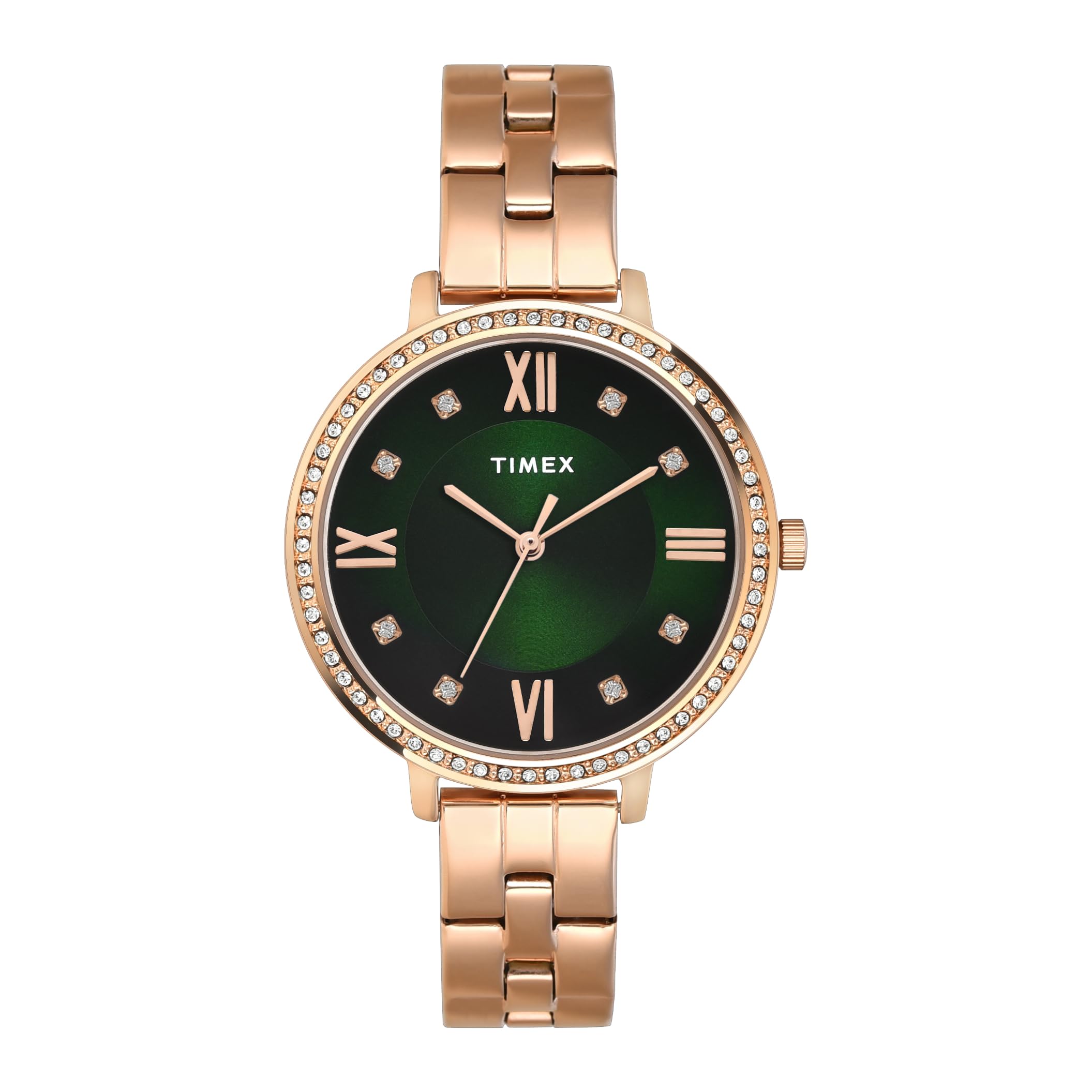TIMEX Stainless Steel Women Green Dial Round Analog Watch- Twel14710, Bandcolor-Rose Gold (B0CQRNJJD8) Amazon Price History, Amazon Price Tracker