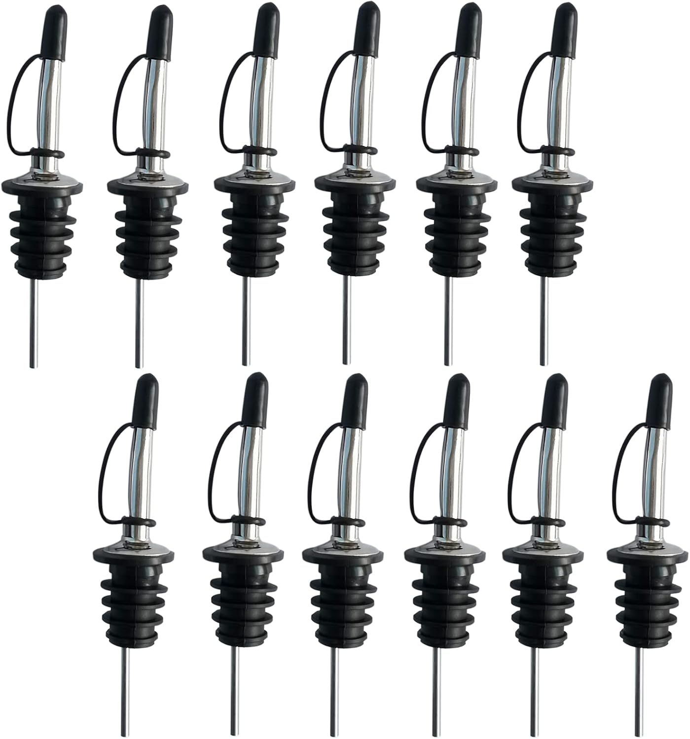 Bottle Pourers for Spirits, 12 Pack Stainless Steel Liquor Bottle