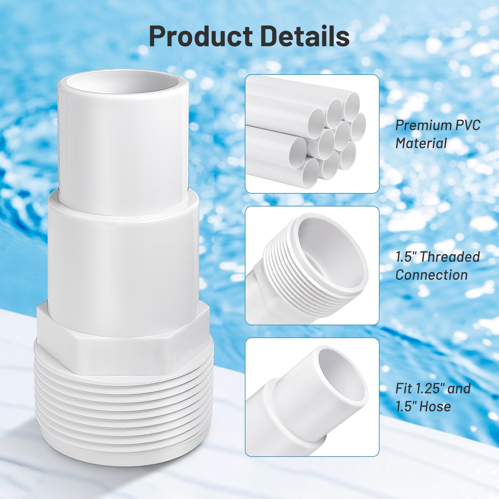 U.S. Pool Supply Universal-Schlauchadapter – 3 Stück, Passend Für 1,9 Cm & 2,5 Cm Schläuche, Hayward Kompatibel