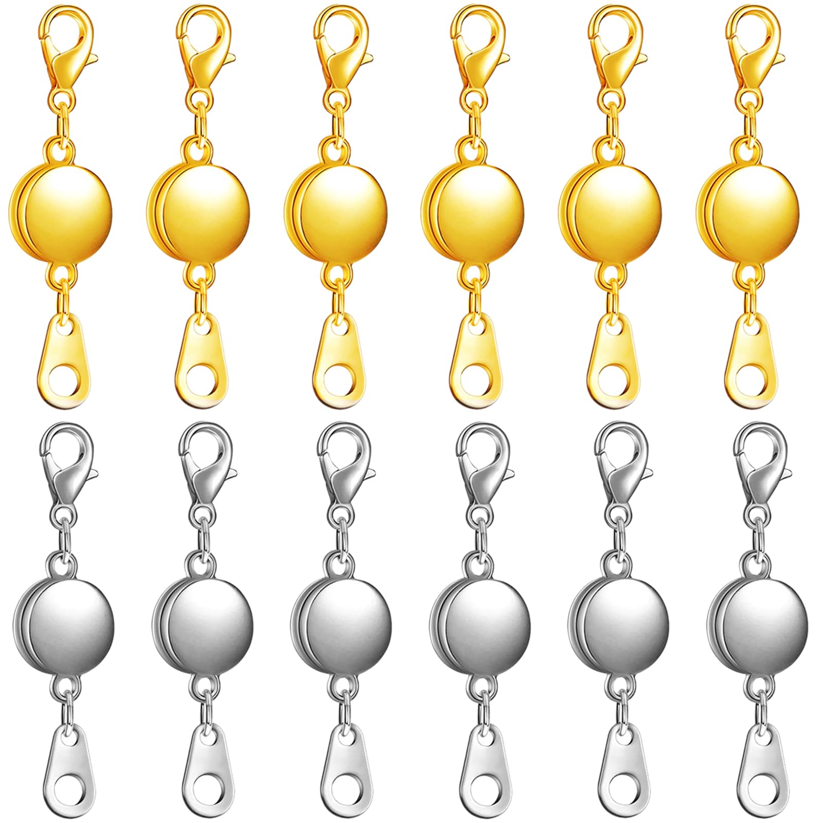 12 Pack Magnetic Necklace Clasps and Closures. Magnetic Necklace Clasp for Women Jewelry Necklace Bracelet Making. Gold and Silver Plating (12Pcs | Ball(Gold+Silver))