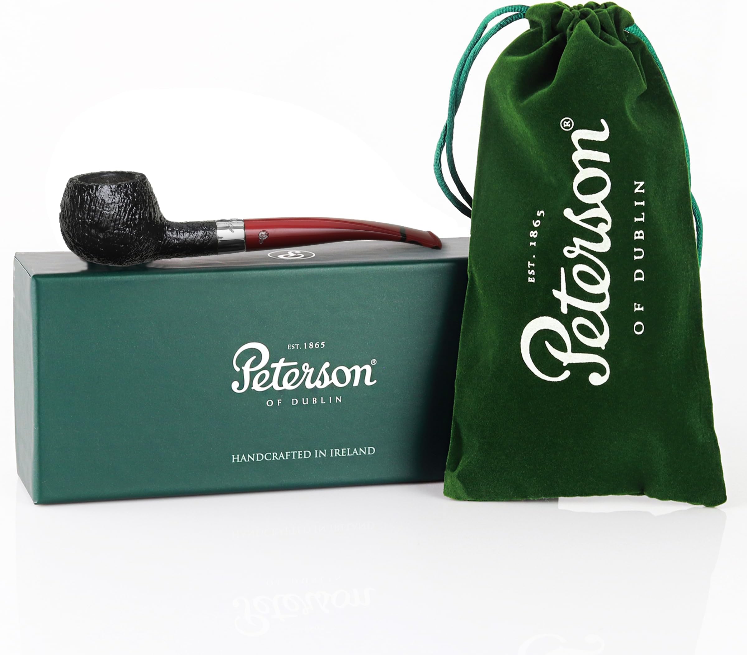 Pipes Dracula Collection 406 - Red & Black Handmade Wood Briar Pipe, Collectible Legacy Stamping, Prince Shaping, Sanded Finish, 3mm