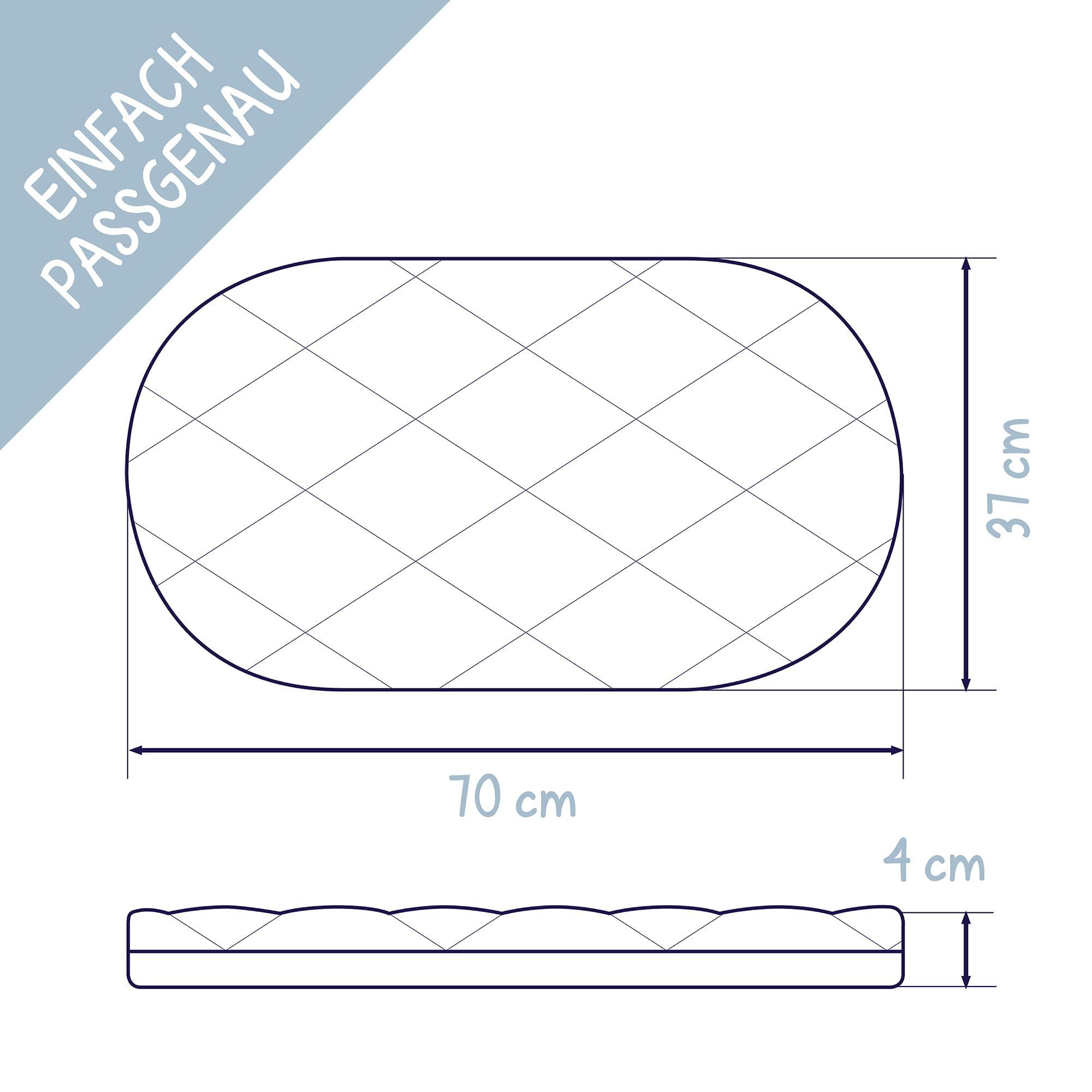 Julius Zöllner - 1810070370 - Matelas de Berceau Arrondi - Allegro - 70x37x4 cm