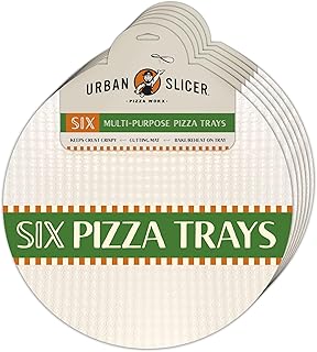 Urban Slicer Pizza Worx - 14" Multi-Purpose Pizza Trays - Reusable Cutting Matt - Perfect for Reheating - 6 Count