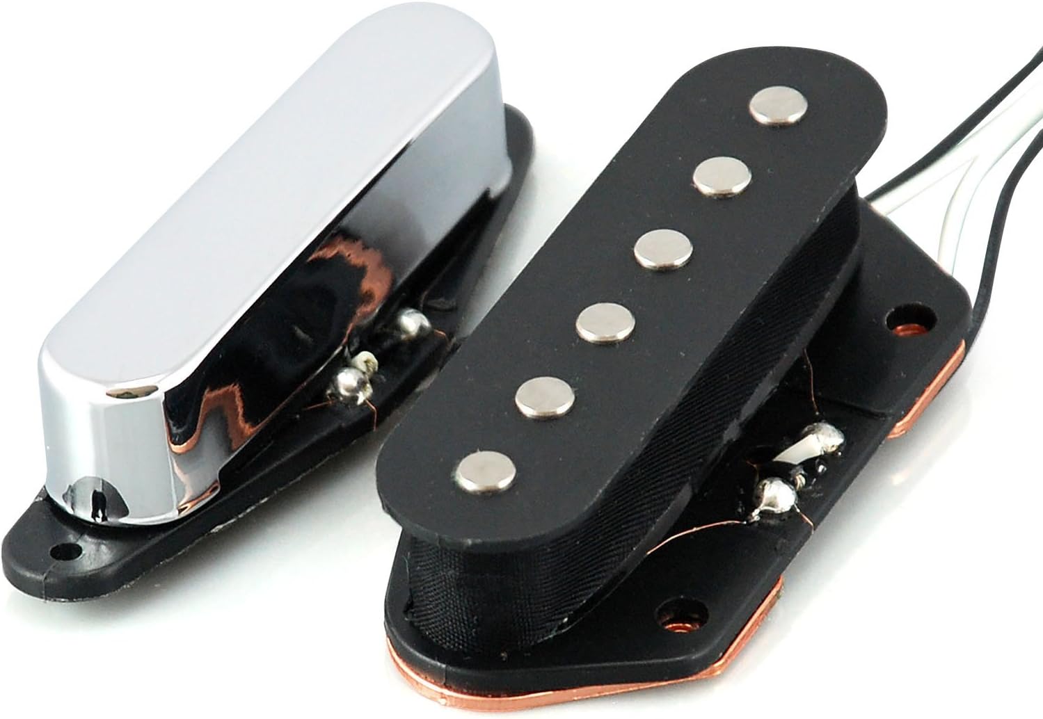 FLEOR Vintage Single Coil Pickups Set Golden Neck & Bridge Pickup (50mm/55mm) Alnico 5 Magnet for TL TE Style Guitar Parts