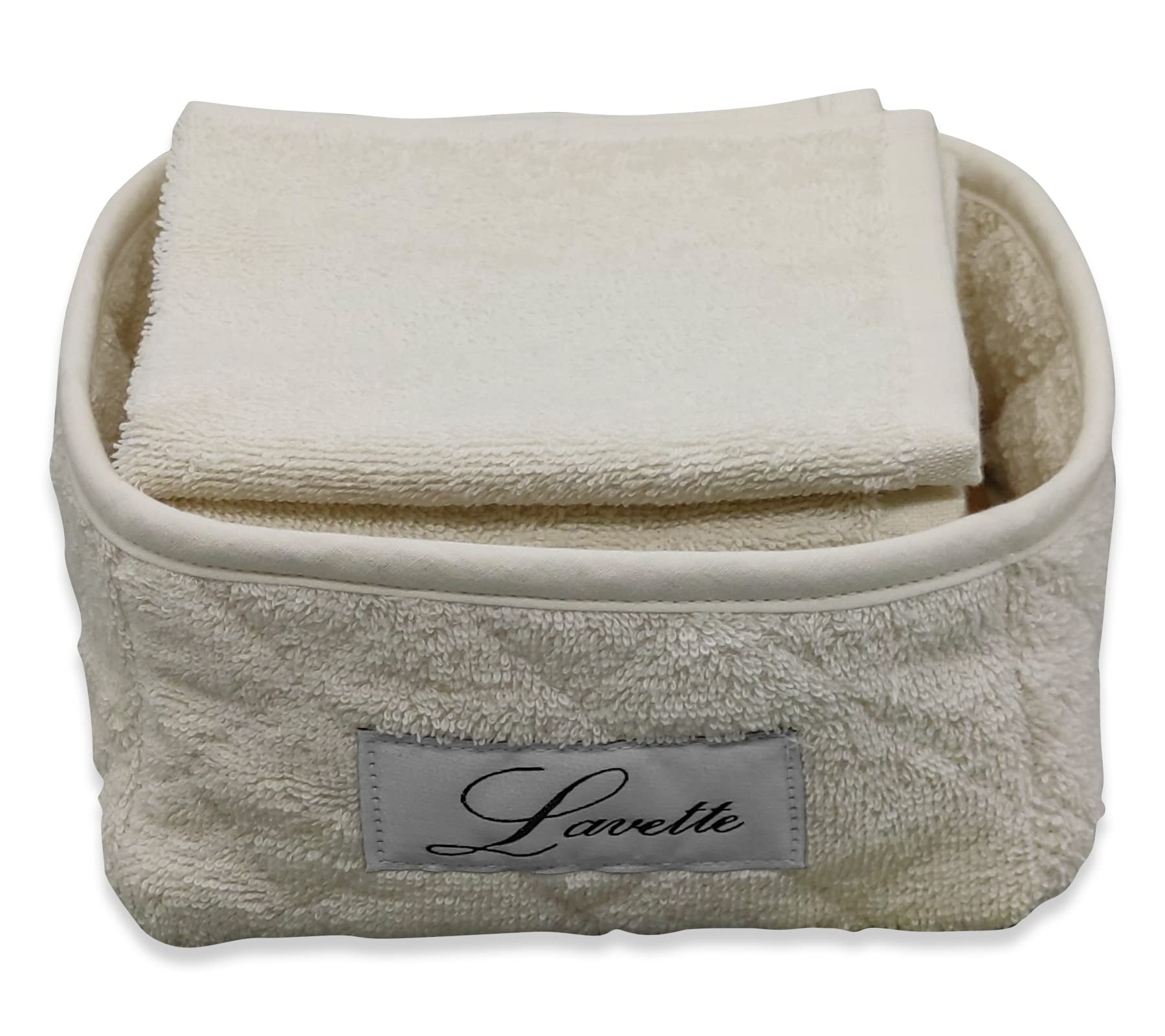 Cestino Lavette 100% Cotone 350 gr/mq con trapuntatura Panna 6 sztuk
