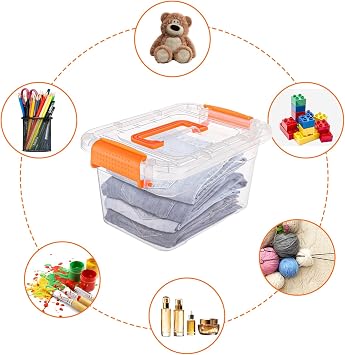 10 Pcs Small Storage Boxes with Lids, 19 x 14.5 x 11 cm Clear Storage Box with Lid BPA-Free, 3 L Plastic Storage Box with Lid Small, Stackable Plastic Storage Tubs for Shelves Organisation