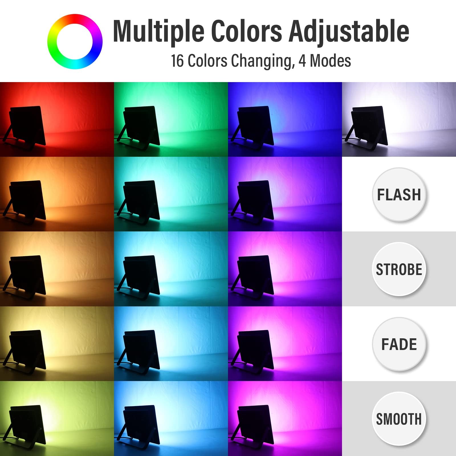 RIGIDON 1 pezzi 30W Faretto LED RGB con Telecomando, Proiettore 16 Colori 4 Modalità Funzione di Memoria Proiettore da Interno Esterno, Impermeabile IP66 Faretti LED per Halloween Natale Giardino