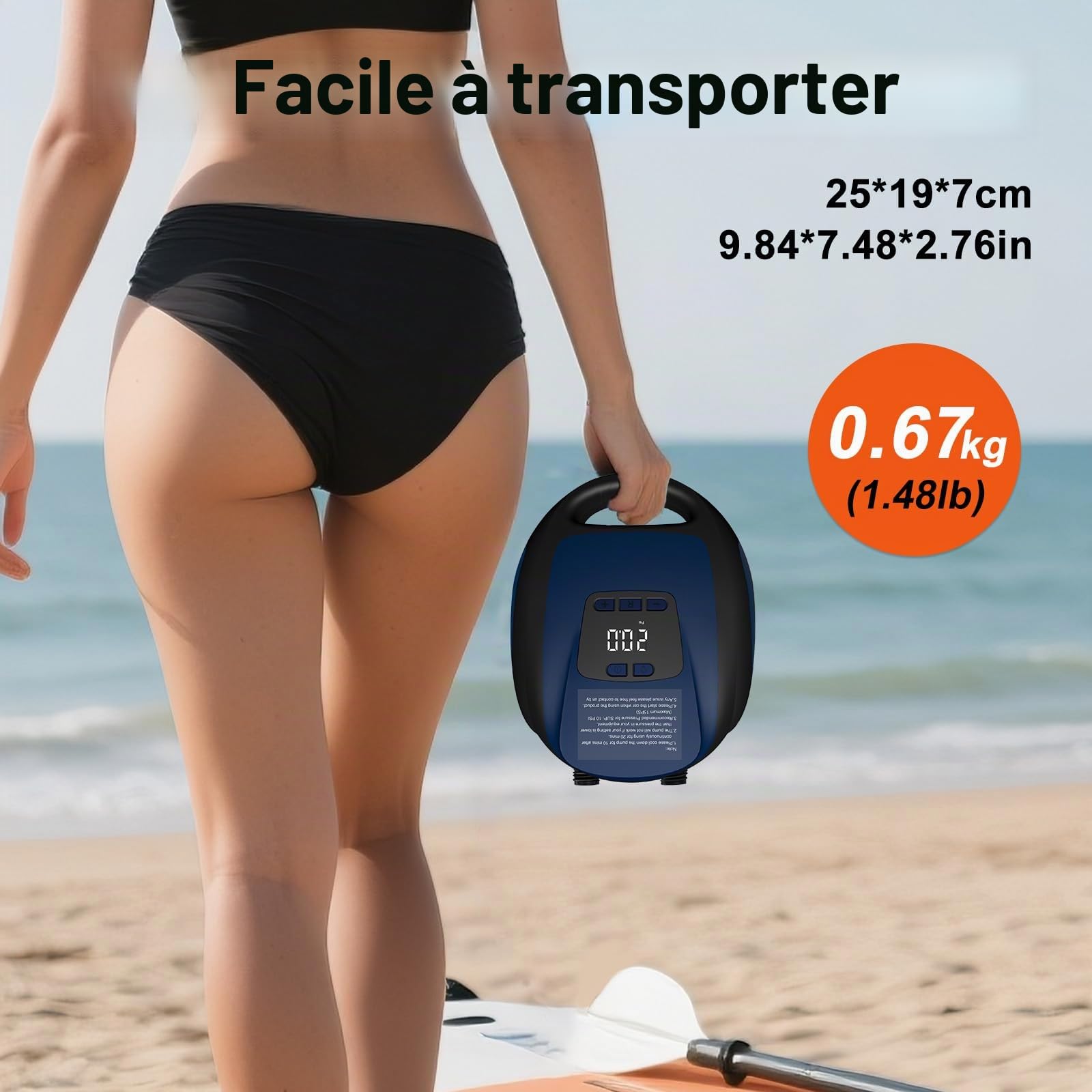 Pompe électrique Sup – Pompe à planche à pagaie de 20 psi avec 6 buses, fonction d'arrêt automatique intelligent à double étape, fonction de dégonflage, connecteur de voiture 12 V DC, pompe pour