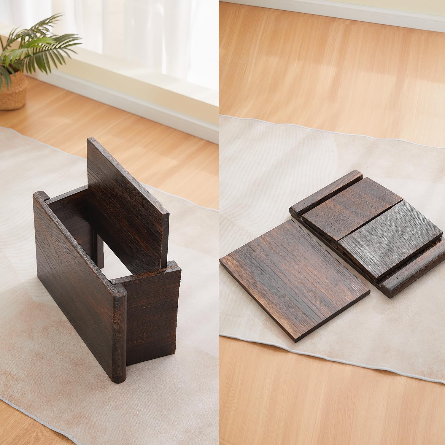 Mesa de altar japonesa, mesa de piso plegable, pequeña mesa de meditación baja de madera, mesa de centro para sala de estar, marrón, 19.7 x 11.8 x 7.9 pulgadas 8