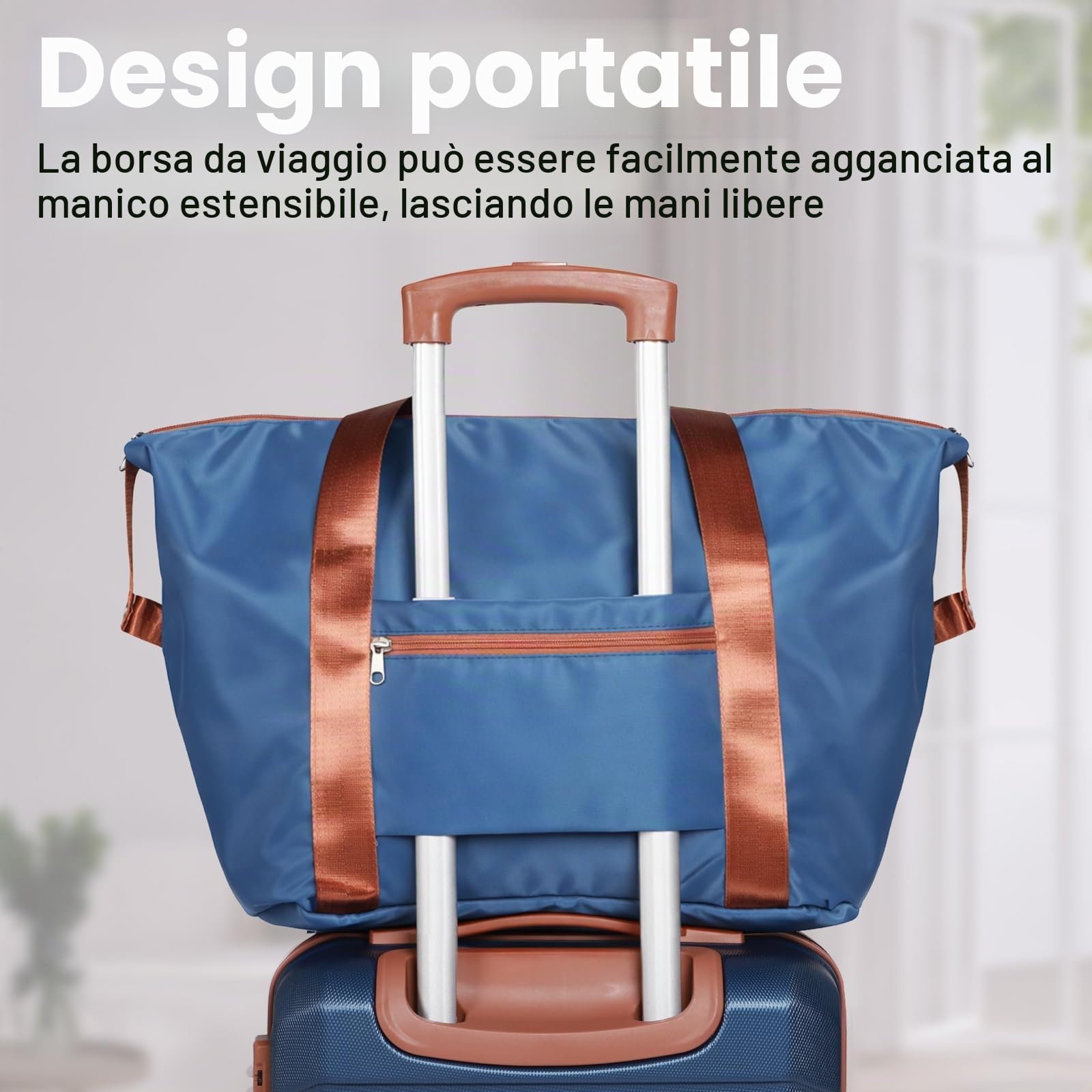 H.yeed Set di valigie 5 pezzi, valigie da viaggio leggere con ruote in ABS rigido, dotate di 4 ruote piroettanti e lucchetto TSA, per uomo e donna, 21"+24"+28"+borsa da viaggio e beauty case, blu