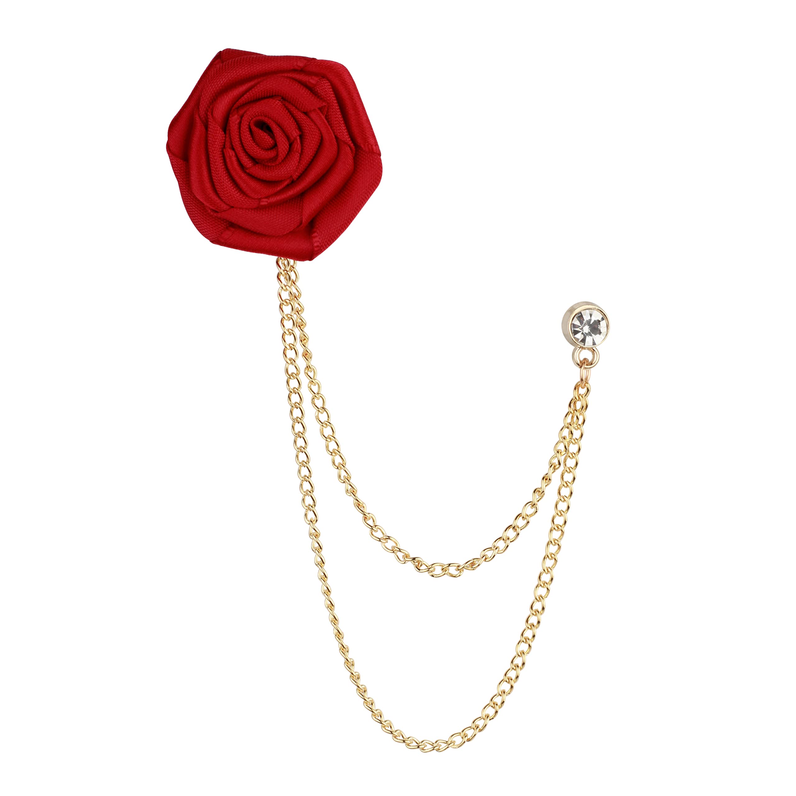 Panjatan Timeless Beauty Red Coloured Rose Golden Chain Brooch for Men and Women. (B09PRN3LP8) Amazon Price History, Amazon Price Tracker