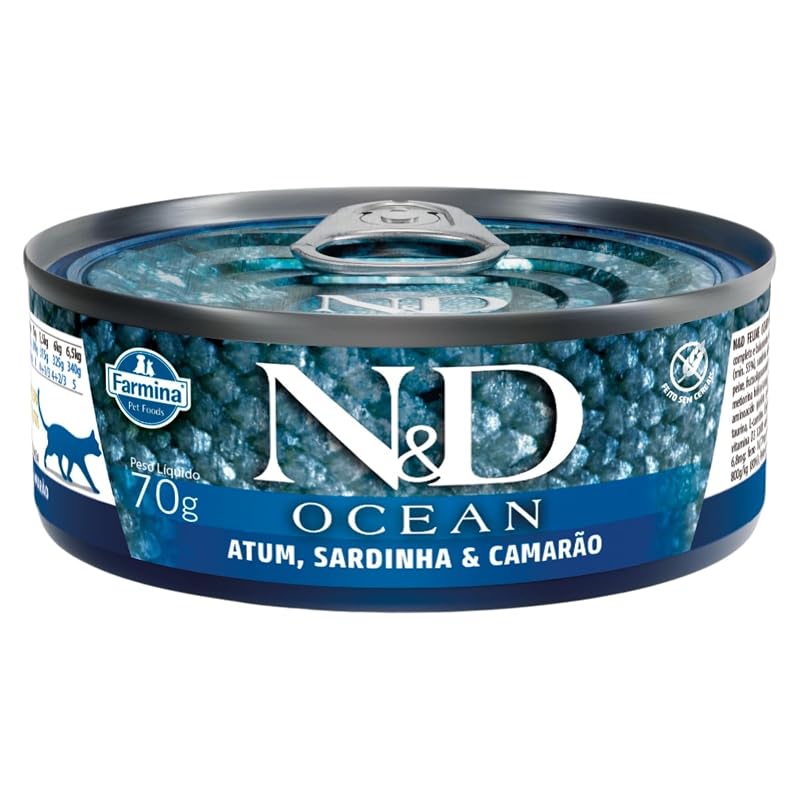 Ração úmida para gatos adultos Farmina N&D com robalo, sardinha e camarão, 79 g