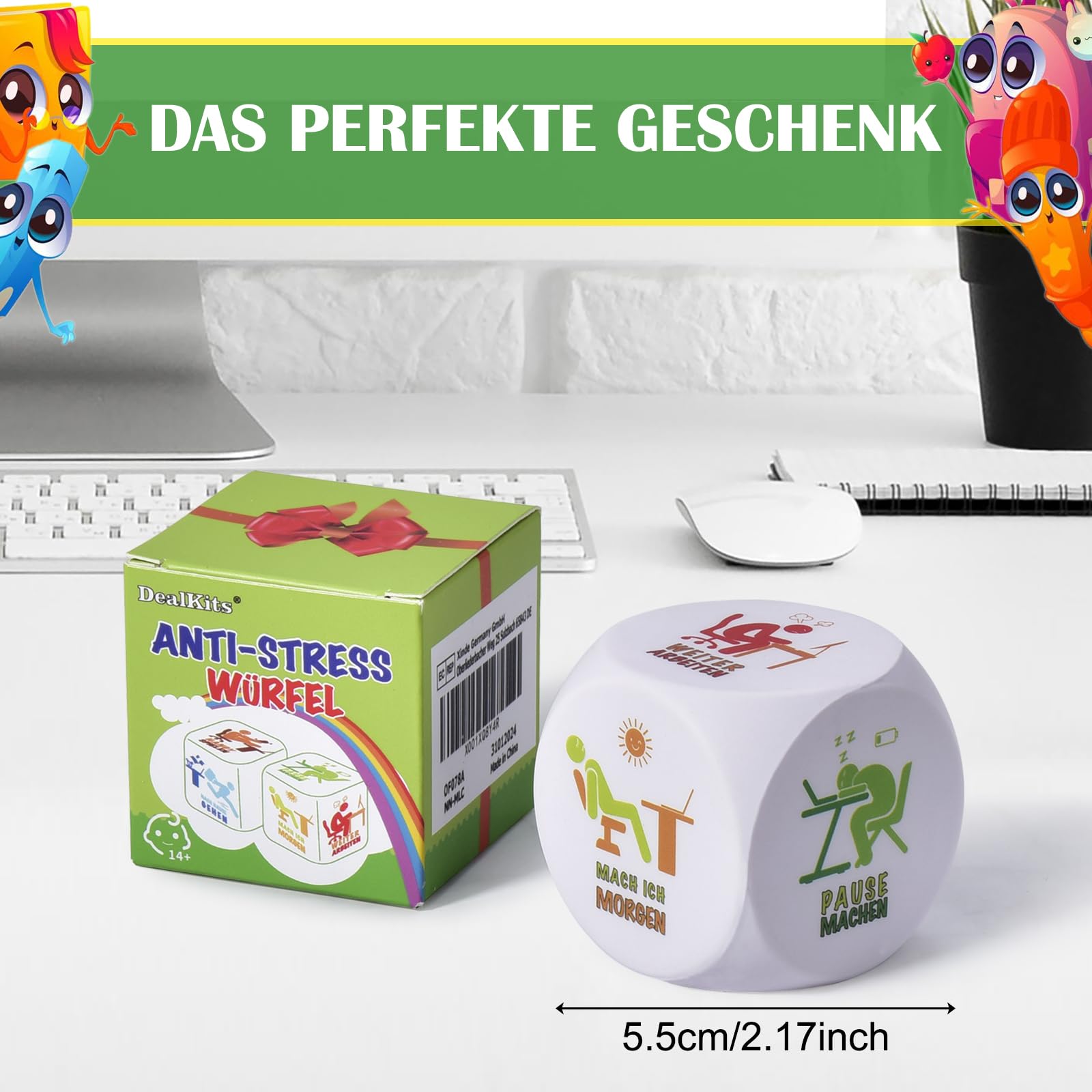 Ainiv Lot De 2 Cubes Anti-stess, Avec 6 Actions Amusantes