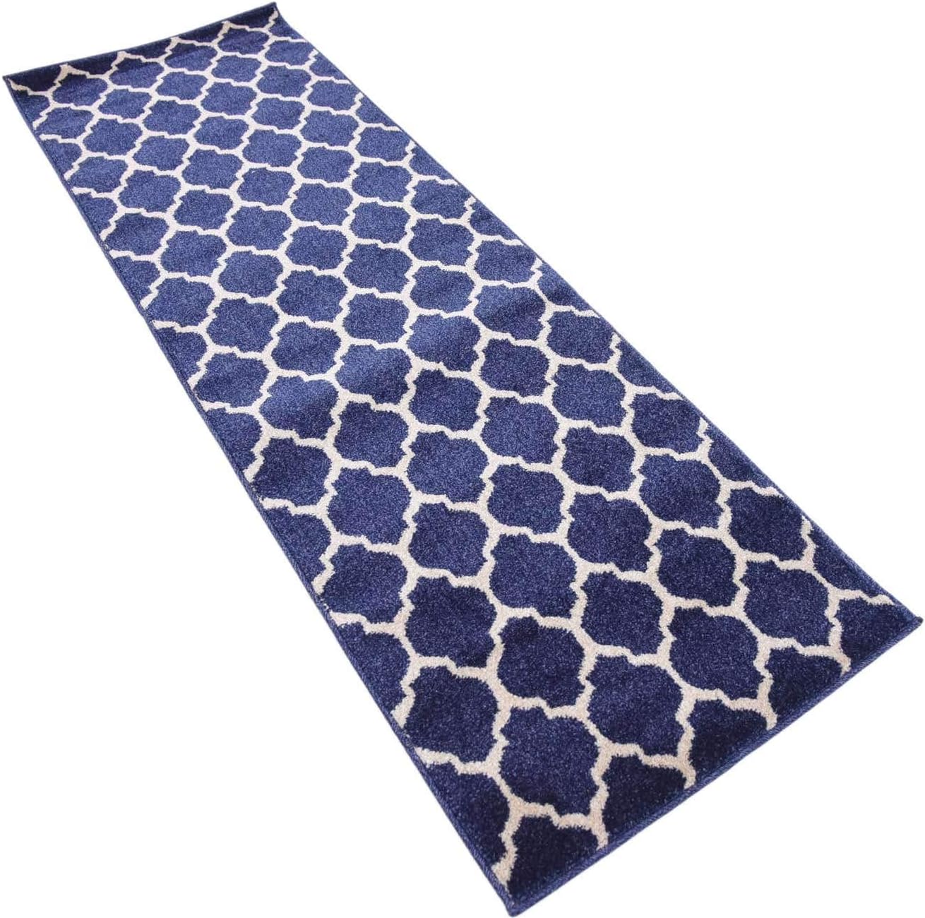 Unique Loom Trellis Collection Area Rug - Philadelphia (2' x 6' 1" Runner Dark Blue/Navy Blue)