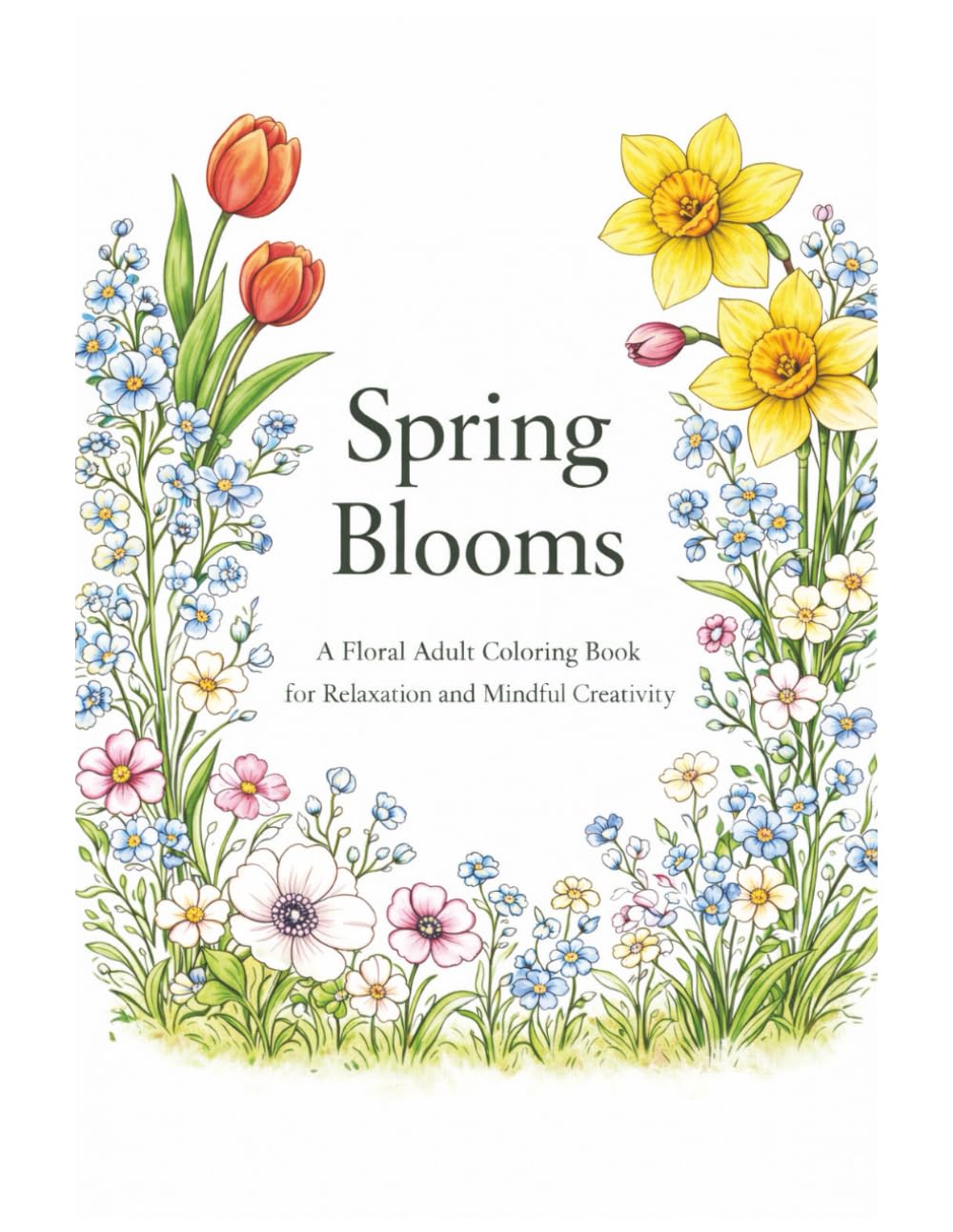Spring Blooms: A Floral Adult Coloring Book for Relaxation and Mindful Creativity (Floral Blooms Coloring Book Series)
