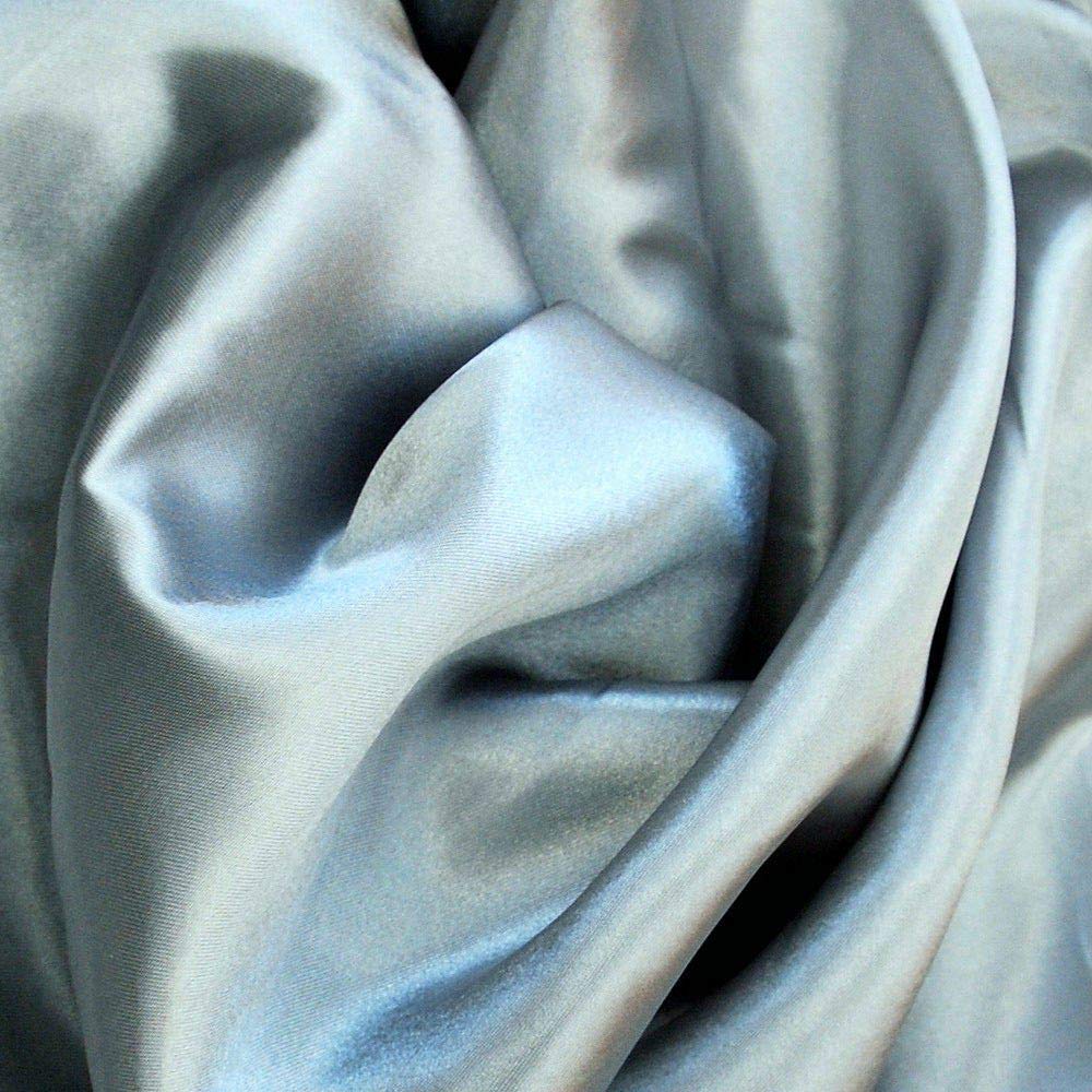 AYA Fashion Plain Silky Satin Fabric Smooth & Shiny Lightweight Material 85GSM for Dressmaking Lining Cloth Wedding Dresses Décor DIY Craft 150cm Wide | Sold by 1 Meter (Silver)