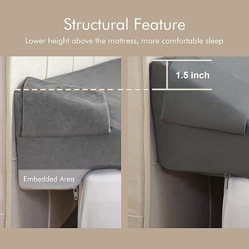 Miniatura 4 de Vekkia Almohada de cuña para cama King para relleno de huecos de cabecero (0-5 pulgadas), espuma de alta densidad, evita que las almohadas y