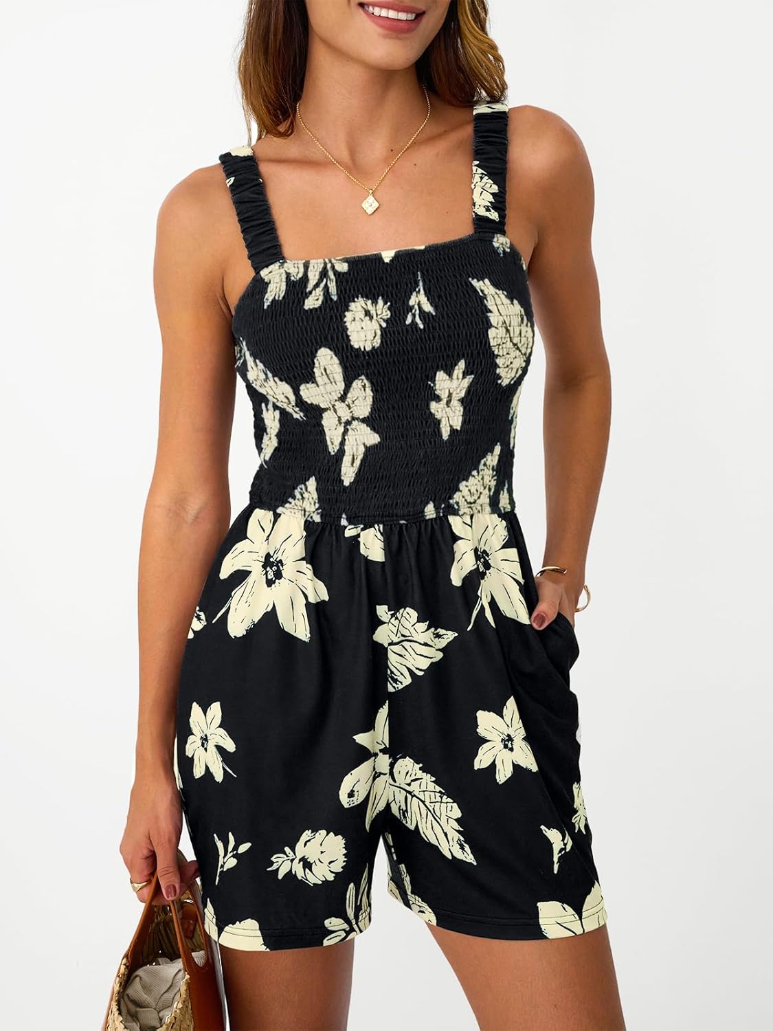 AUTOMET Rompers for Women Summer Vacation Beach Outfits Casual Loose Square Neck Shorts Jumpsuits Overalls 2026 Resort Wear - Image 2