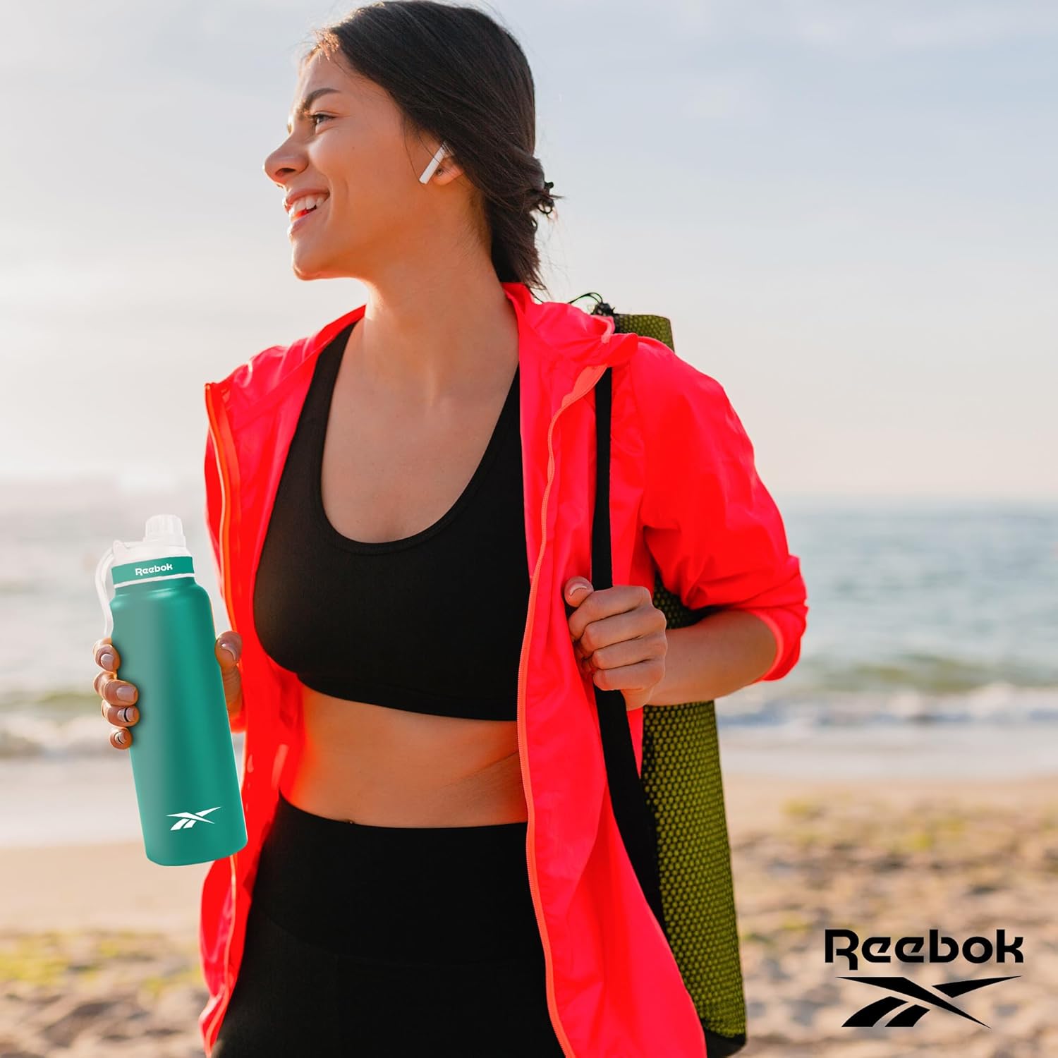 Reebok Athletic Stainless Steel Water Bottle - Insulated Water Bottle 32 oz With Chug Lid - Double Wall Vacuum Insulated Sports Water Bottle, BPA Free