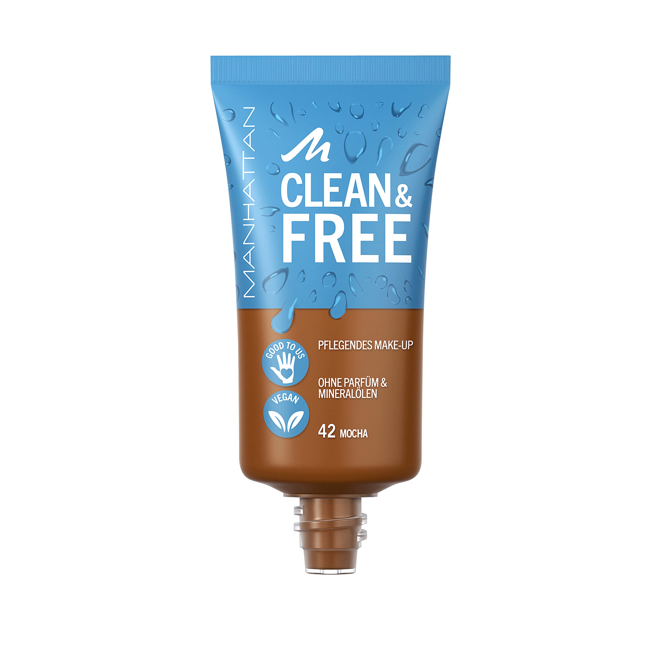 Manhattan Clean & Free Skin Tint Fb. 42 Mocha - Maquillaje hidratante, vegano, 30 ml