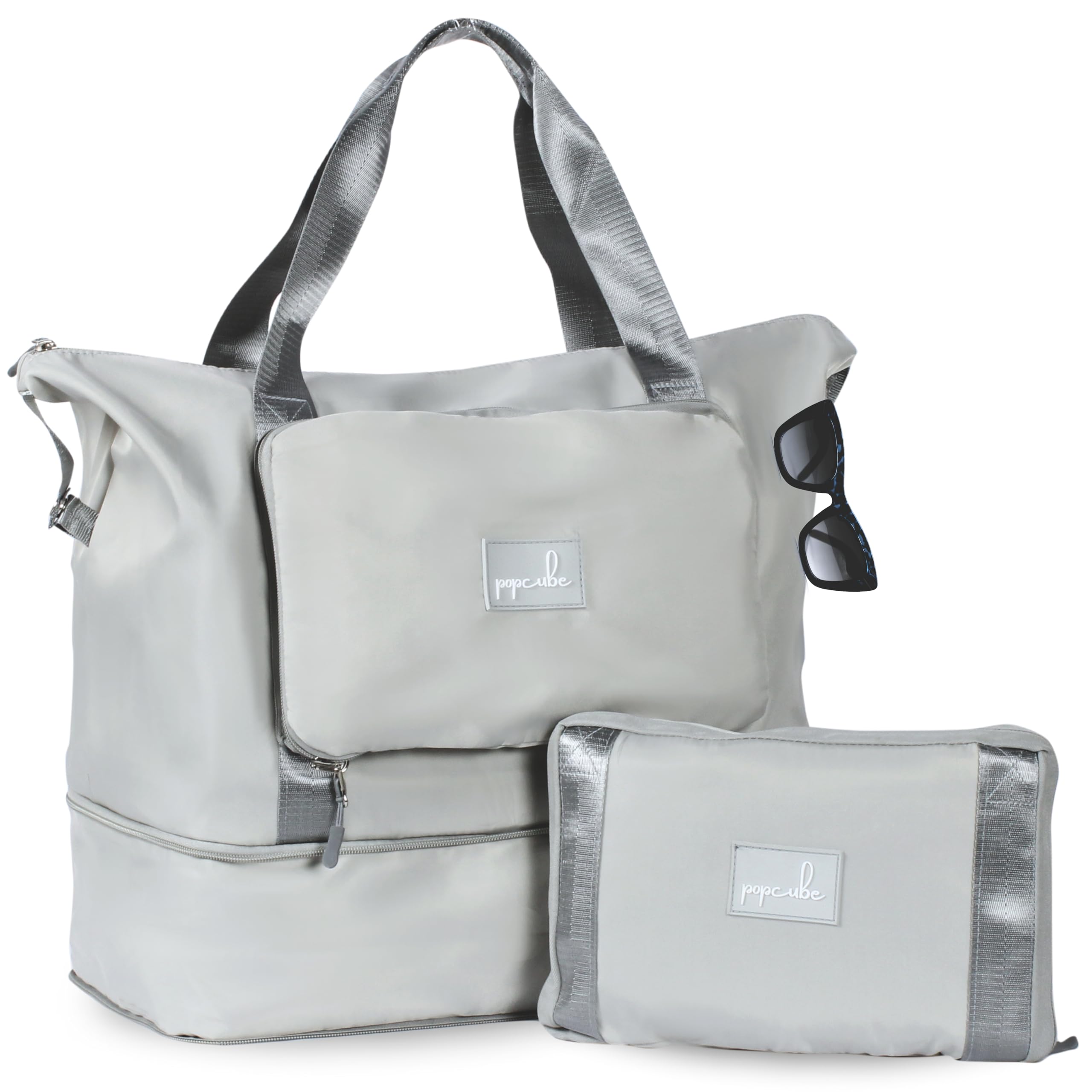 Premium Foldable Duffle Bag for Travel for Women-Folding Bags for Travelling-Travel Bag for Women-Multipurpose Foldable Bags for Travelling. (Grey)