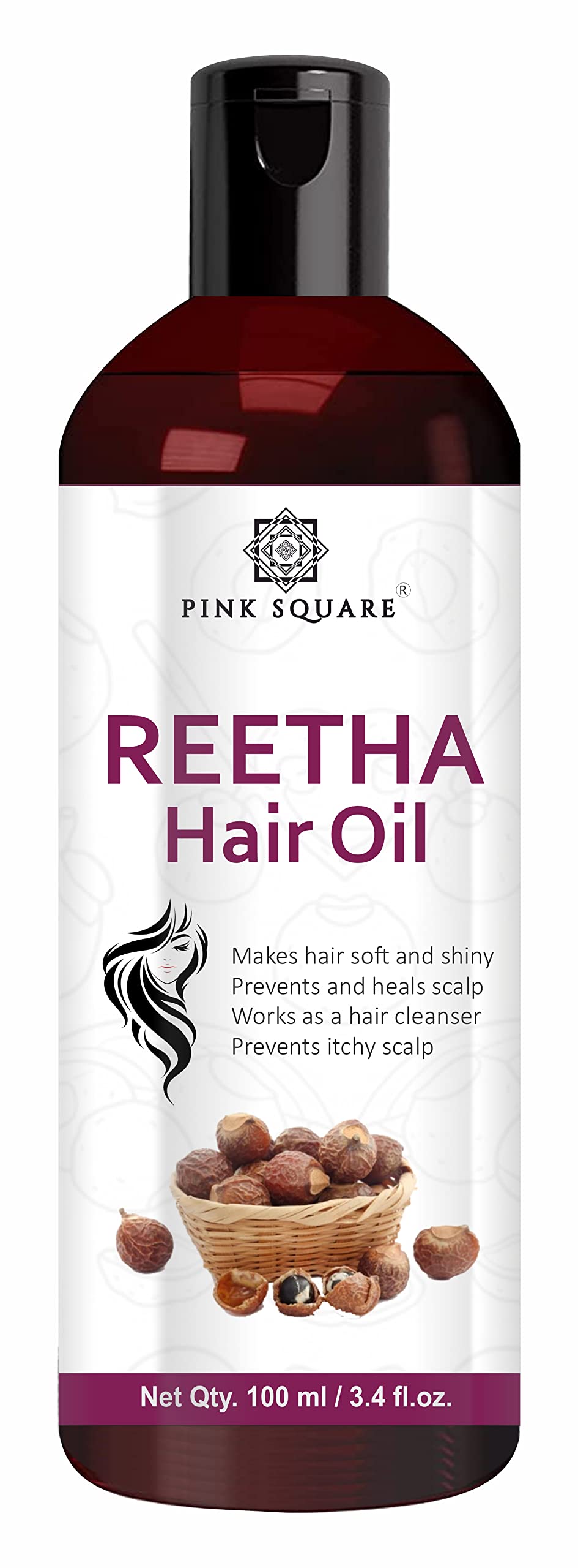 Pink Square Reetha Hair Oil for Women and Men (Pack of 1, 100 ml)|Natural Cleanser for Scalp and Hair Helps Reduce Dandruff, Itchy Scalp & hair Fall, for Soft & Shiny hair, for All hair Types-image-30