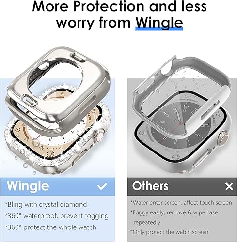 Vista 74 de WINGLE Paquete de 10 fundas protectoras de pantalla para Apple Watch de 1.575 pulgadas SE 3/2/1 Series 6 5 4 con vidrio templado, carcasas Paquete