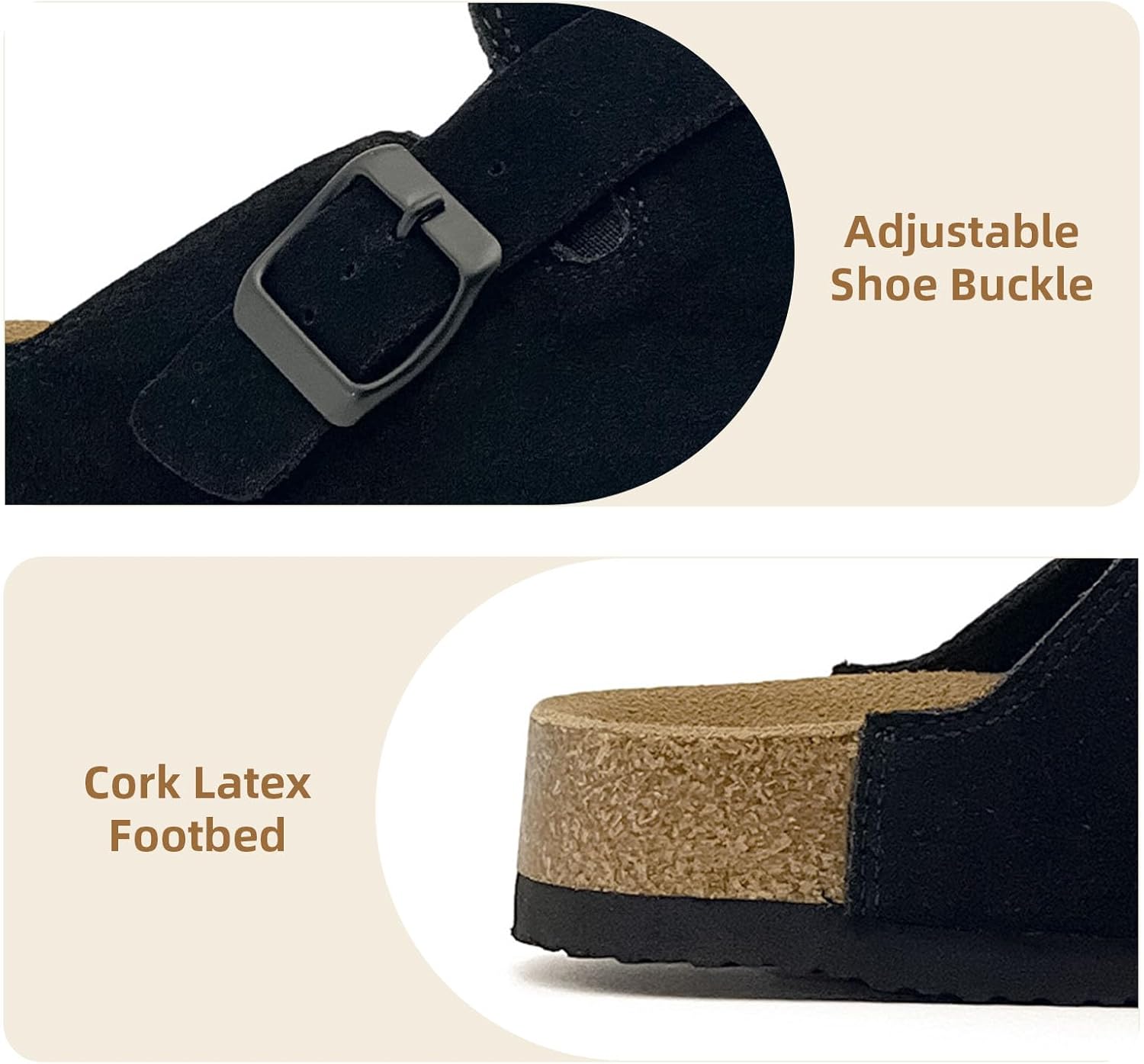 Kids Suede Clogs Boys Girls Sandals Cork Footbed Toddler Slip-on Slippers Indoor Outdoor Cute Sandals Classic Adjustable Buckle - Image 2