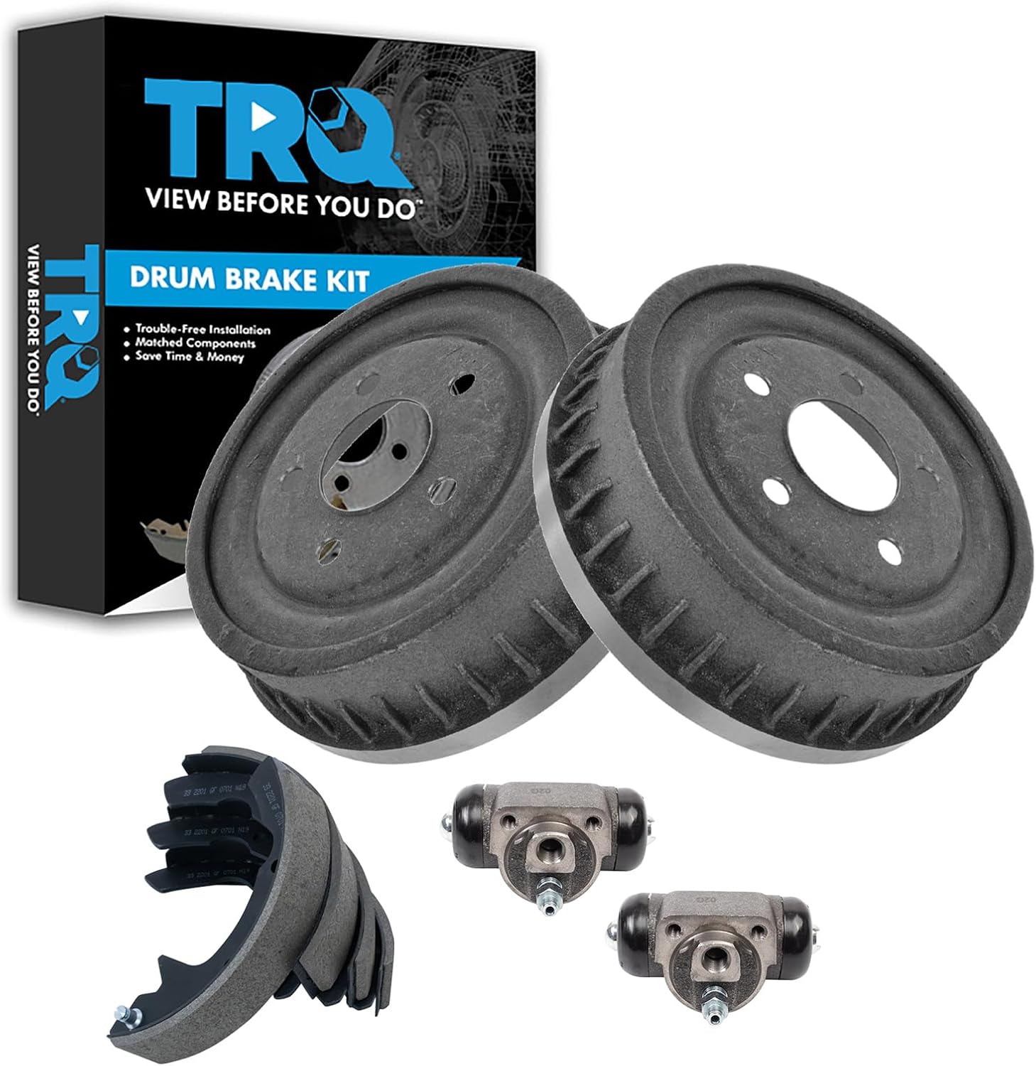 TRQ Rear Brake Shoe & Drum Kit Compatible with 1992-2000 Ford Taurus Mercury Sable