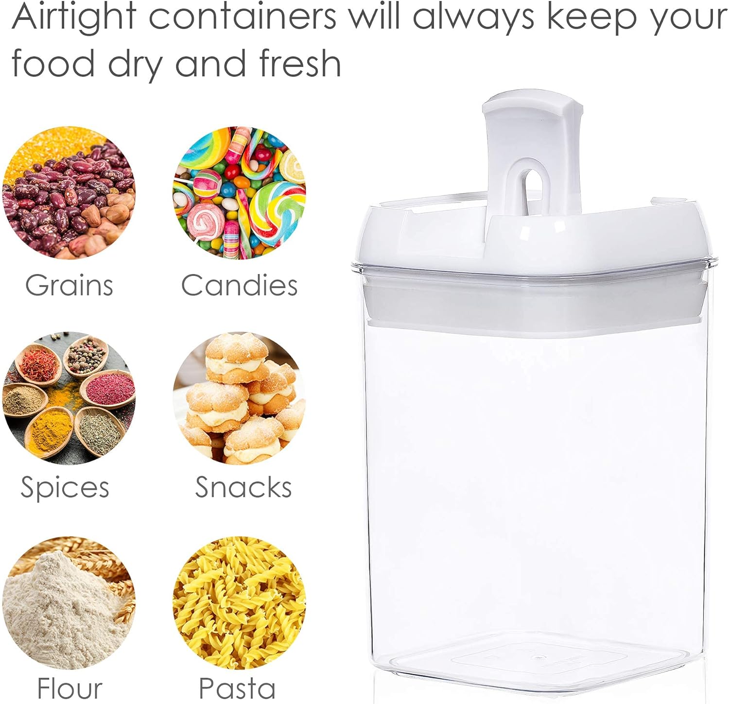 Airtight Food Storage Containers, Vtopmart 7 Pieces BPA Free Plastic Cereal Containers with Easy Lock Lids, for Kitchen Pantry Organization and Storage, Include 24 Labels: Kitchen & Dining