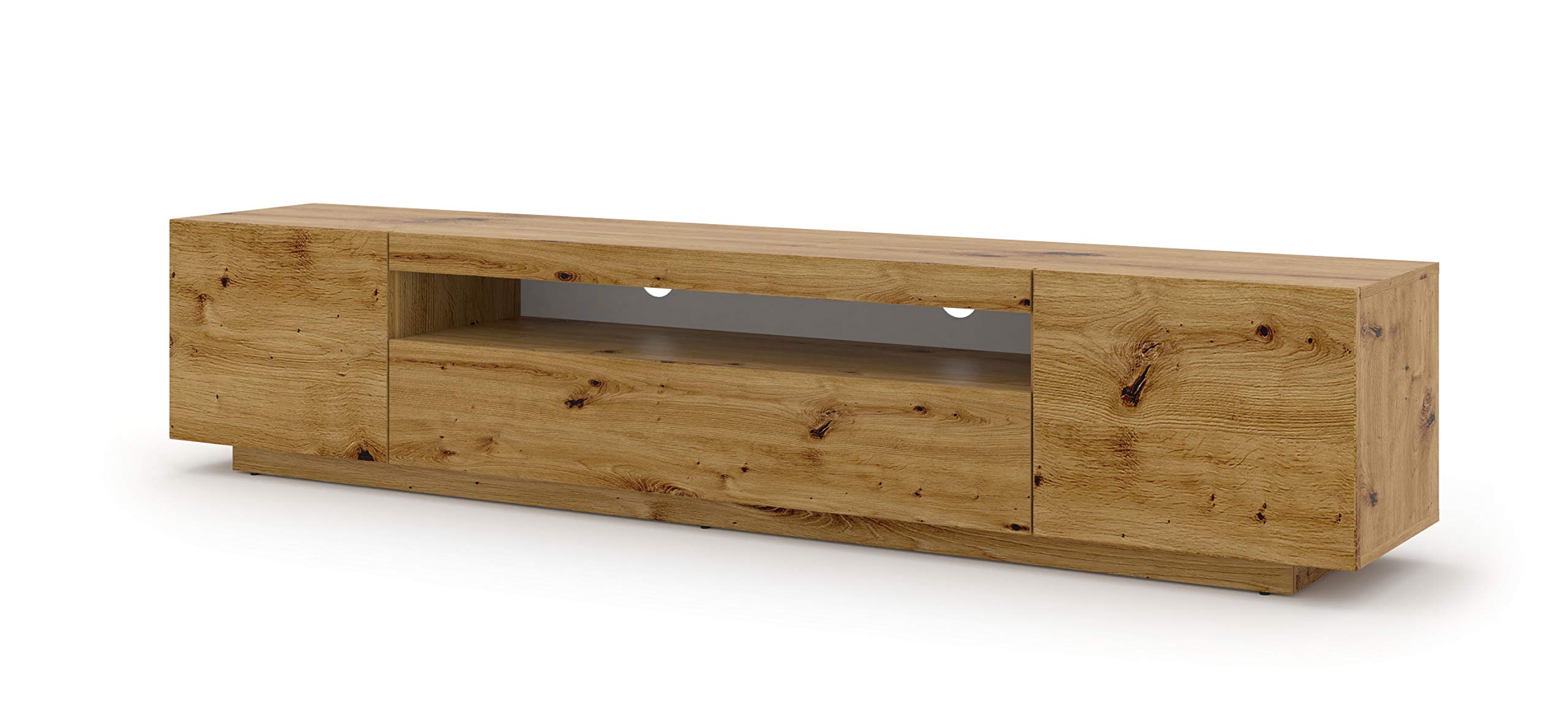 Aura Armario bajo de TV de 200 cm, colgante o de pie, armario universal para TV, aparador armario colgante para equipo de audio HiFi (roble Artisan sin led)