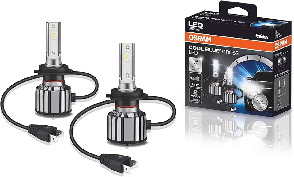 KIT LED COOL BLUE CROSS H7 OSRAM - 64210CW CBC - Potência 23W - Tensão 12V - 2 anos de Garantia - 6000K Branca Azulada